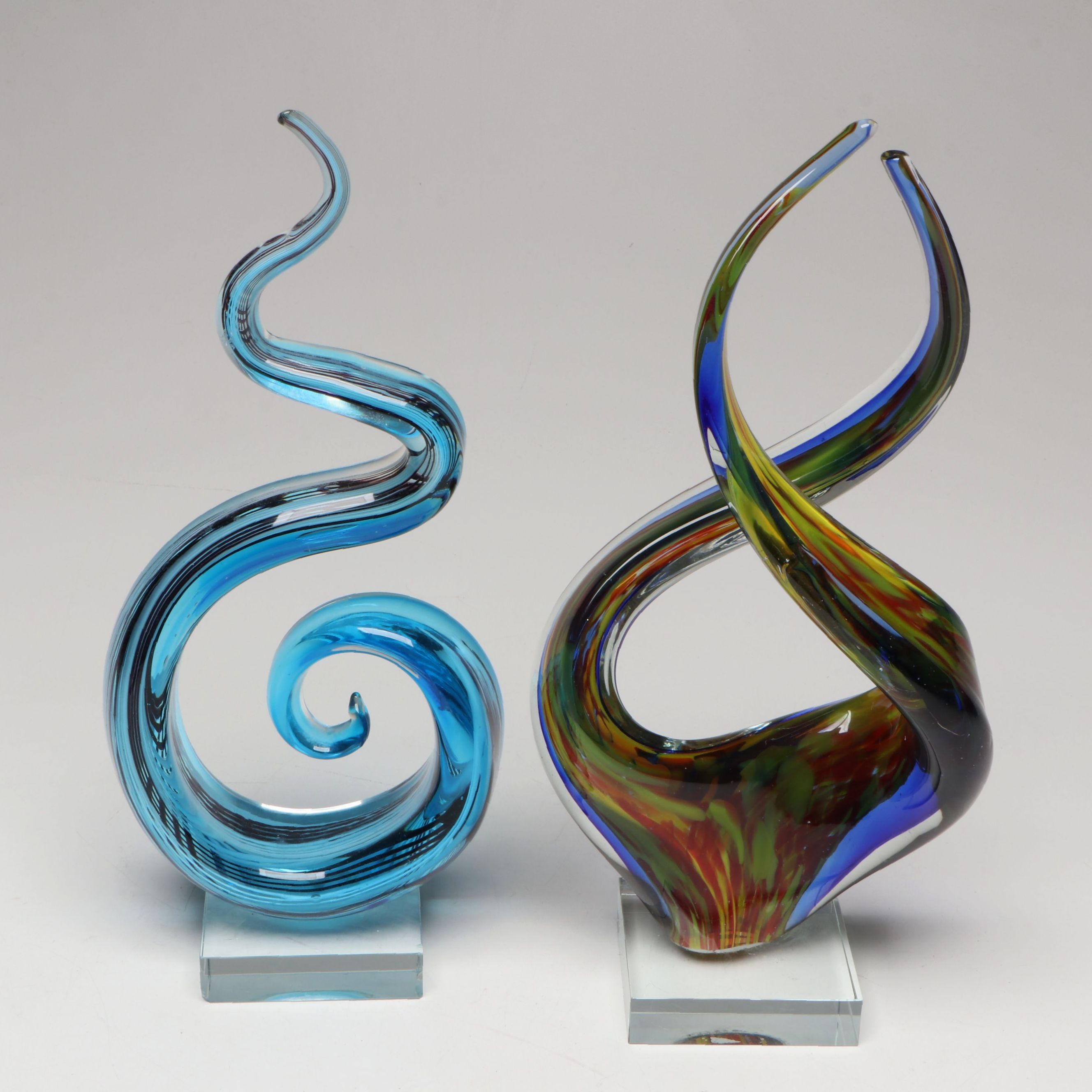 Murano Style Art Glass Swirled Sculptures