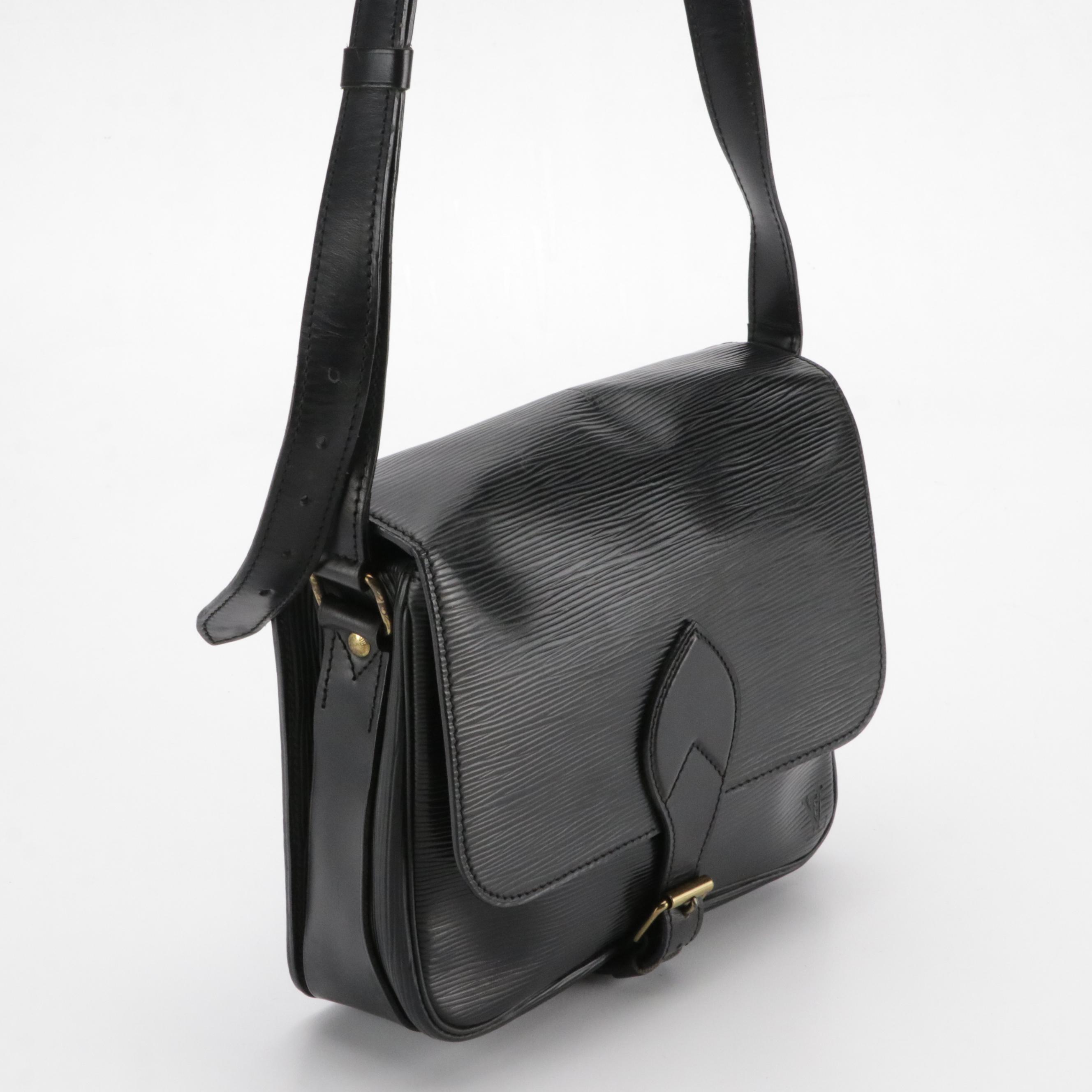 Louis Vuitton Cartouchière Shoulder Bag in Black Epi Leather