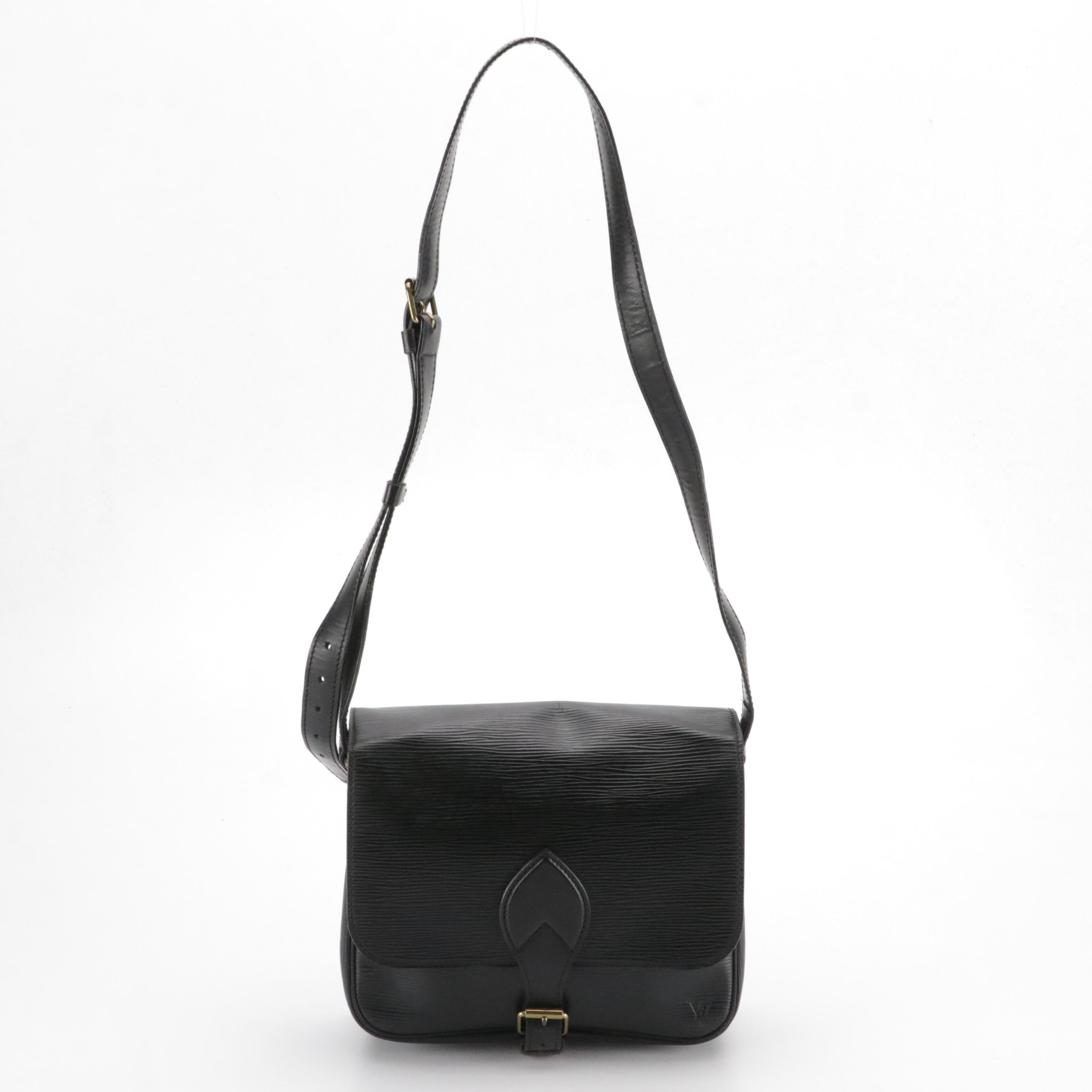Louis Vuitton Cartouchière Shoulder Bag in Black Epi Leather