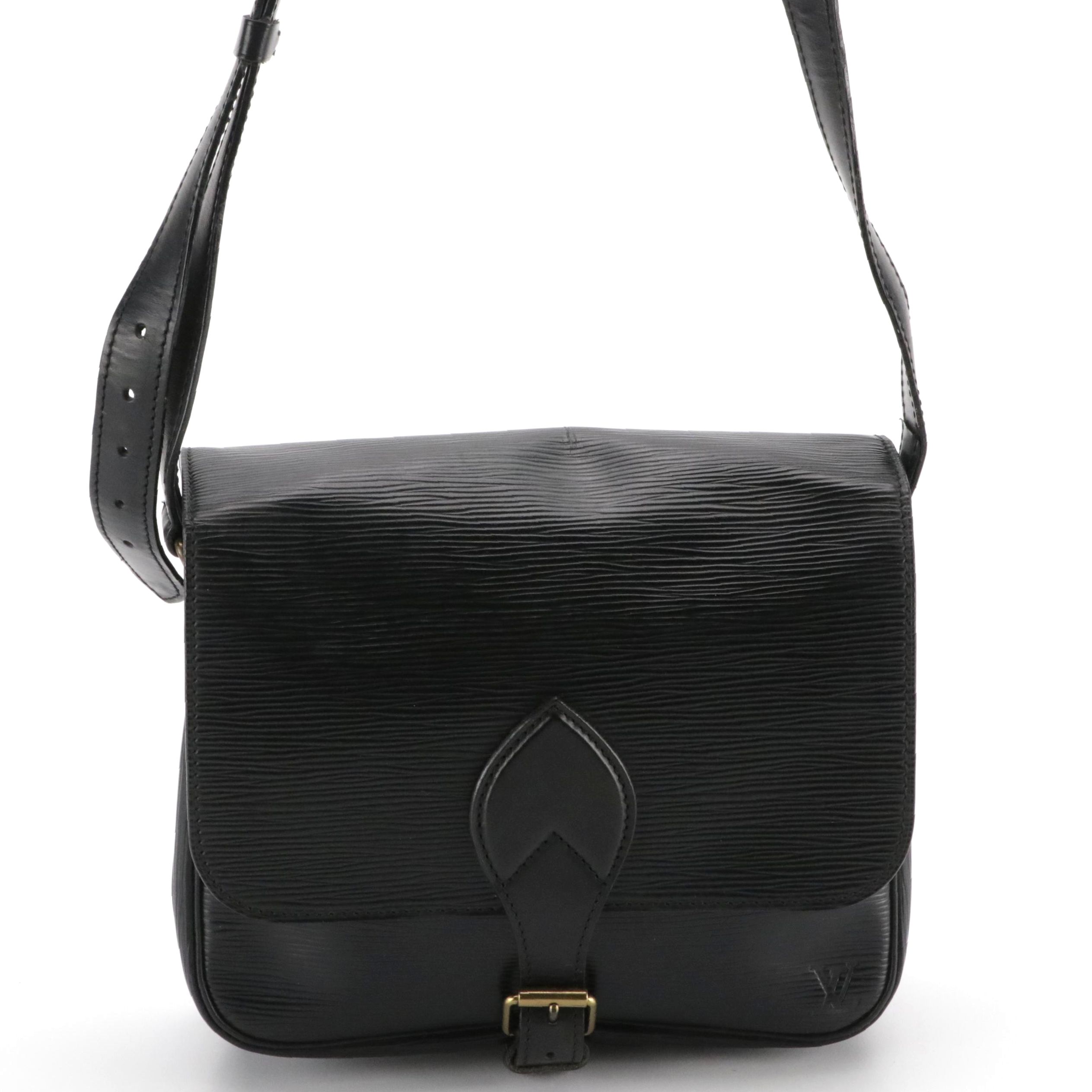 Louis Vuitton Cartouchière Shoulder Bag in Black Epi Leather