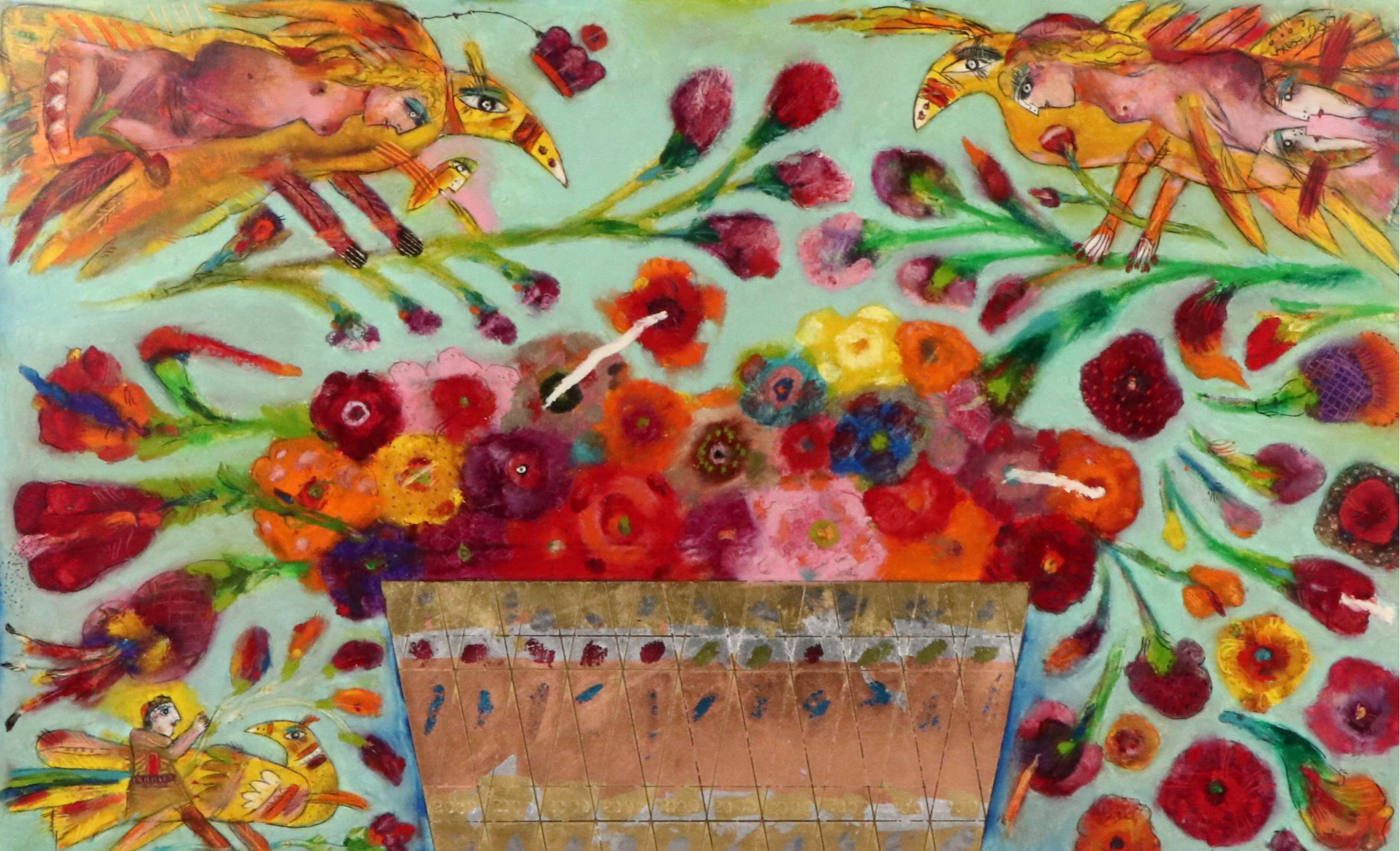 Norman Laliberté Oil Painting with Gold Leaf "First Summer of 2000," 2000