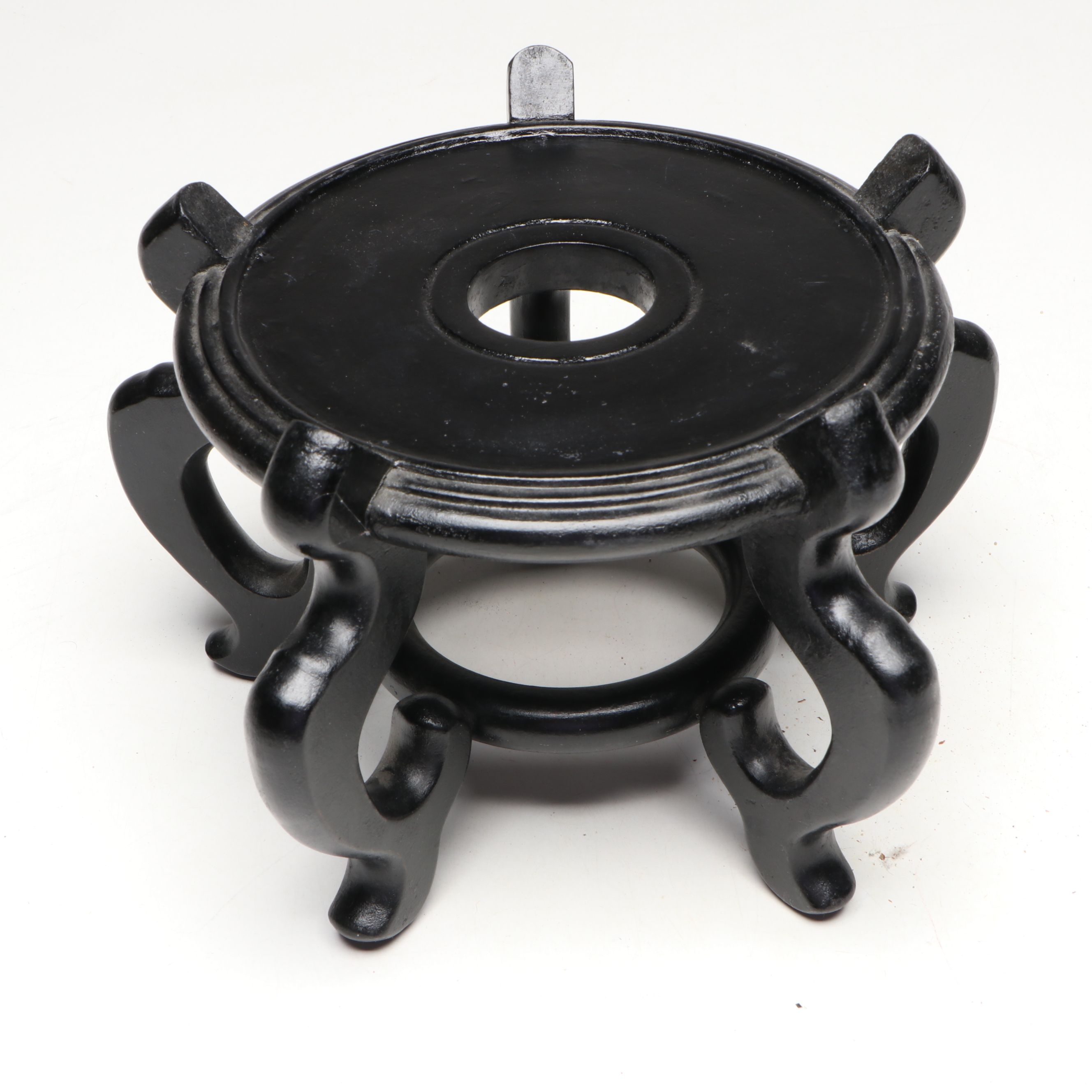 Chinese Porcelain Bird Floor Vase with Carved Wooden Stand