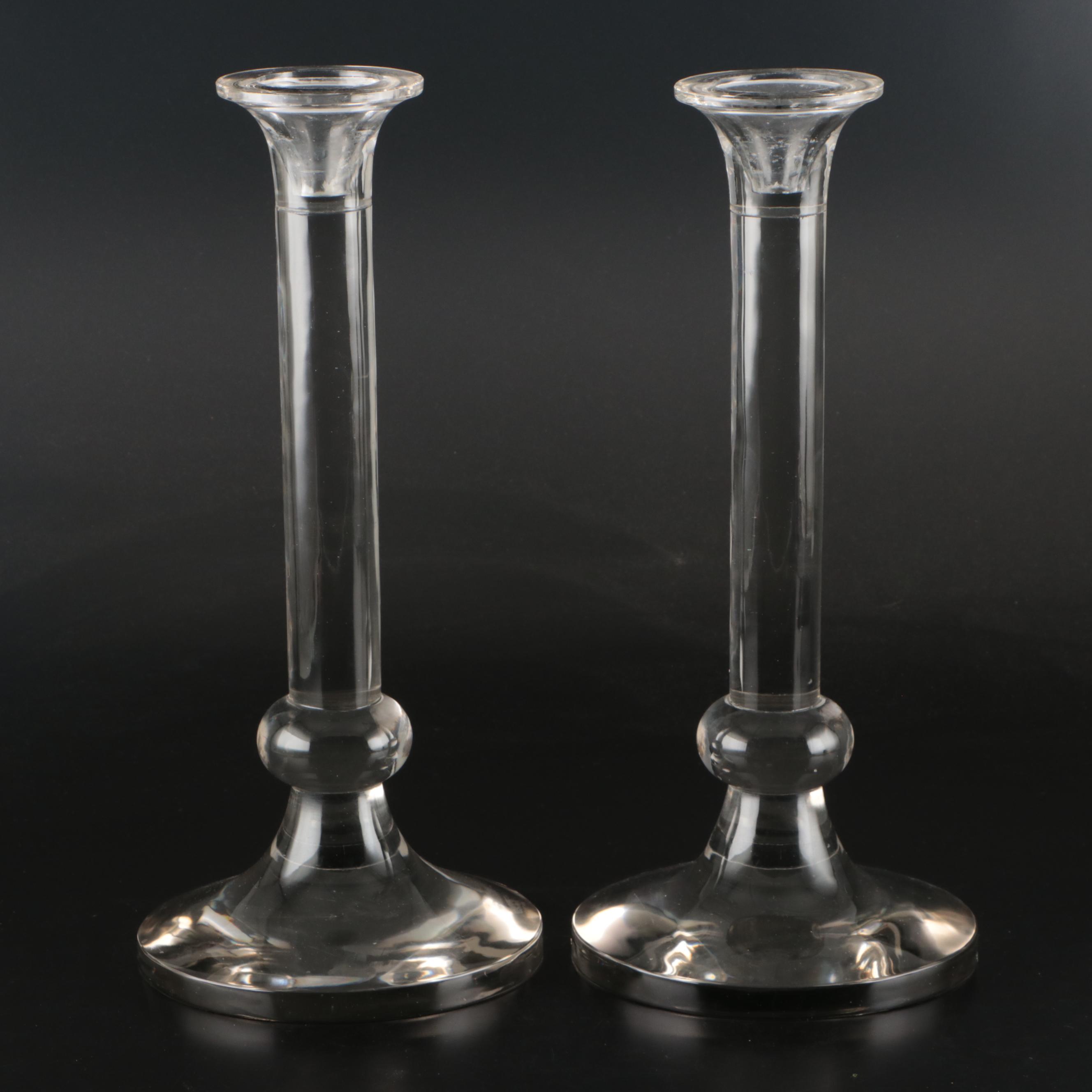 Solid Crystal Pillar Candle Holders