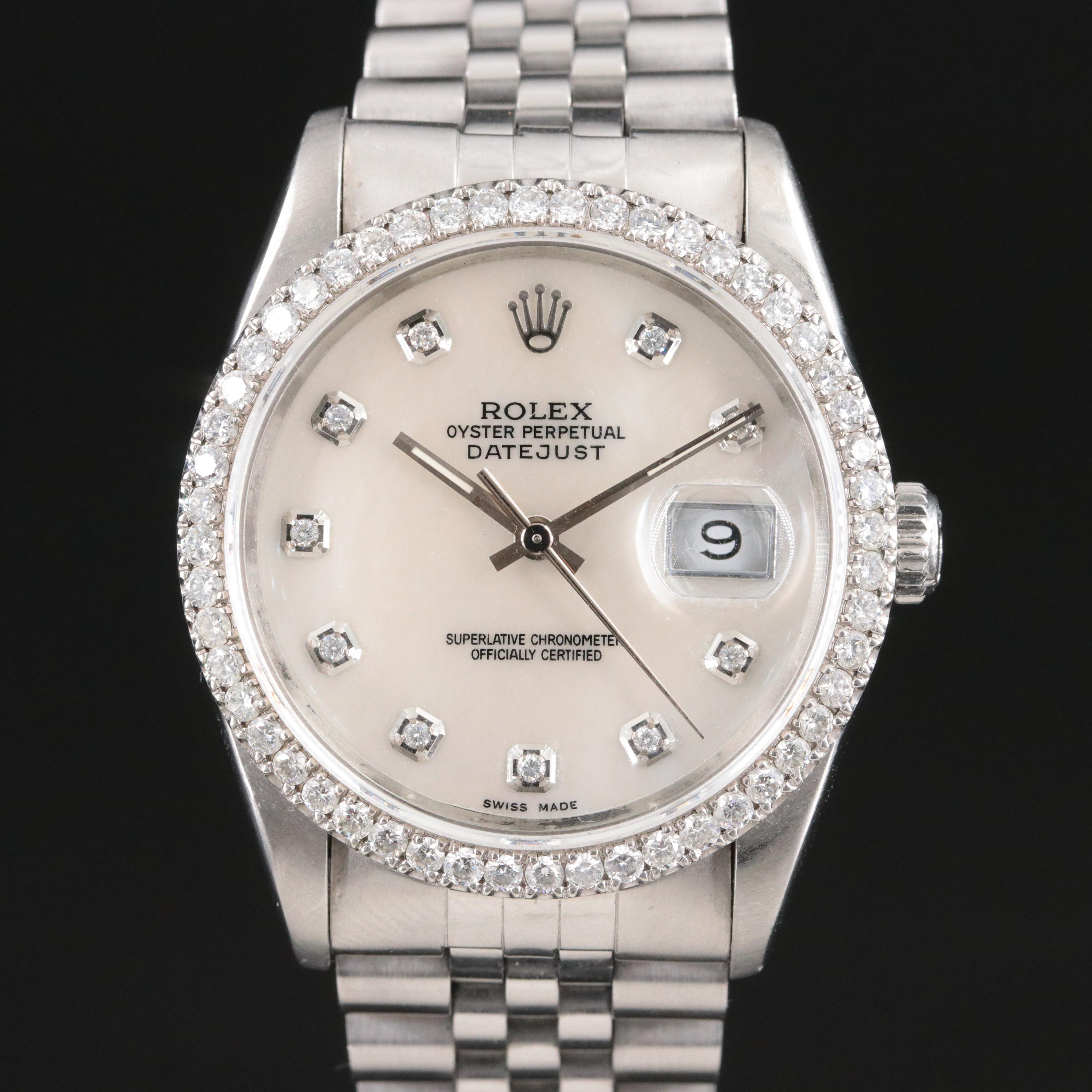 Rolex Datejust 16234 Custom Diamond Watch c.1990