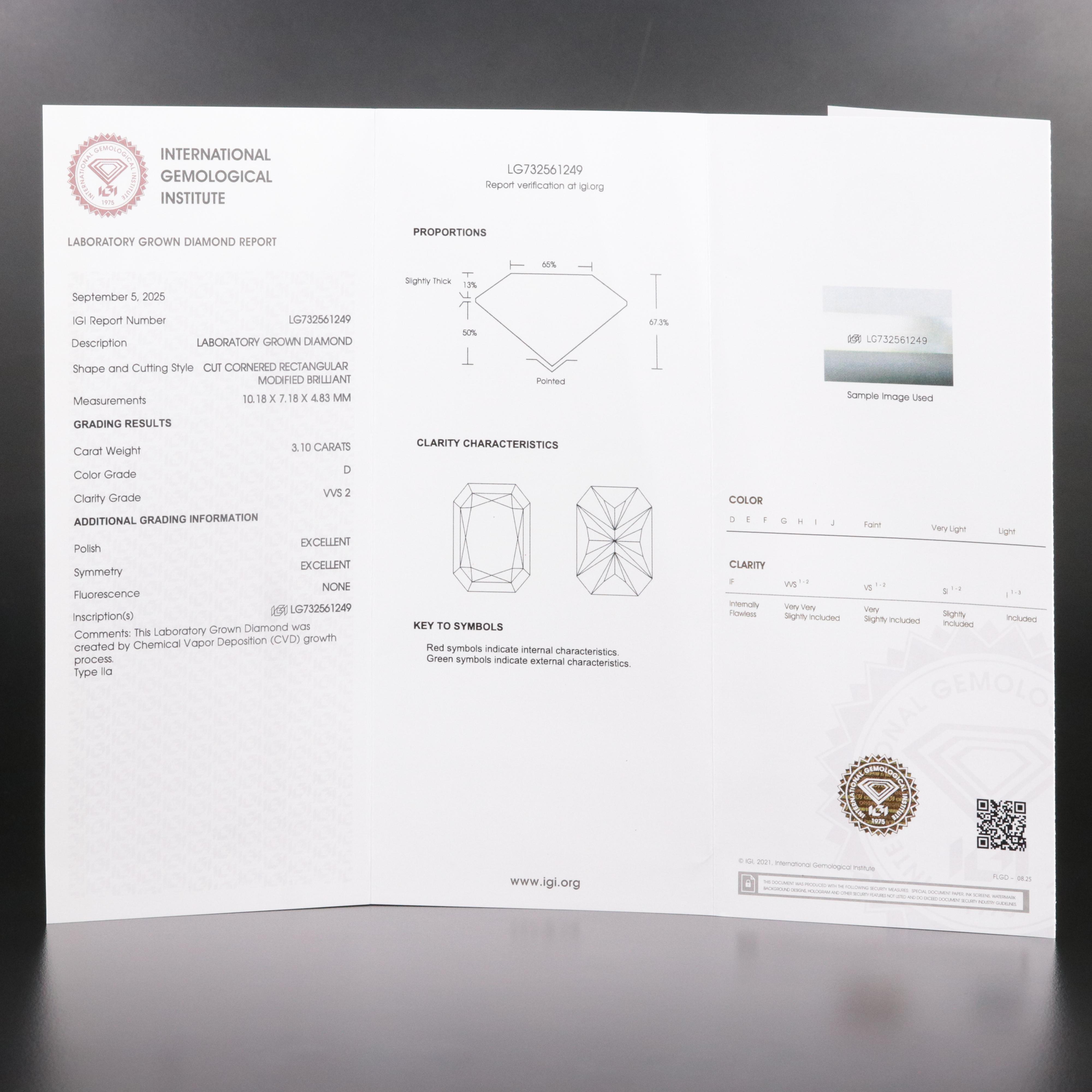 Loose  3.10 CT Lab Grown Diamond with IGI Report