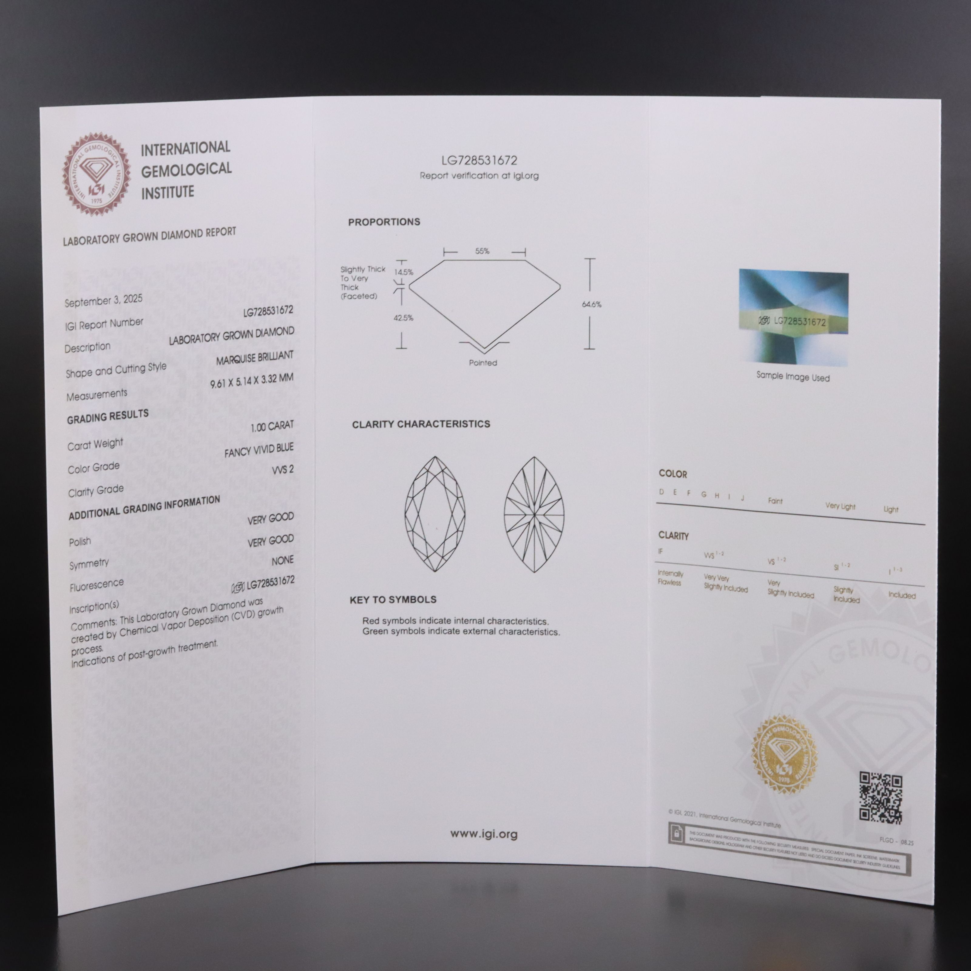 Loose 1.00 CT Lab Grown Diamond with IGI Report
