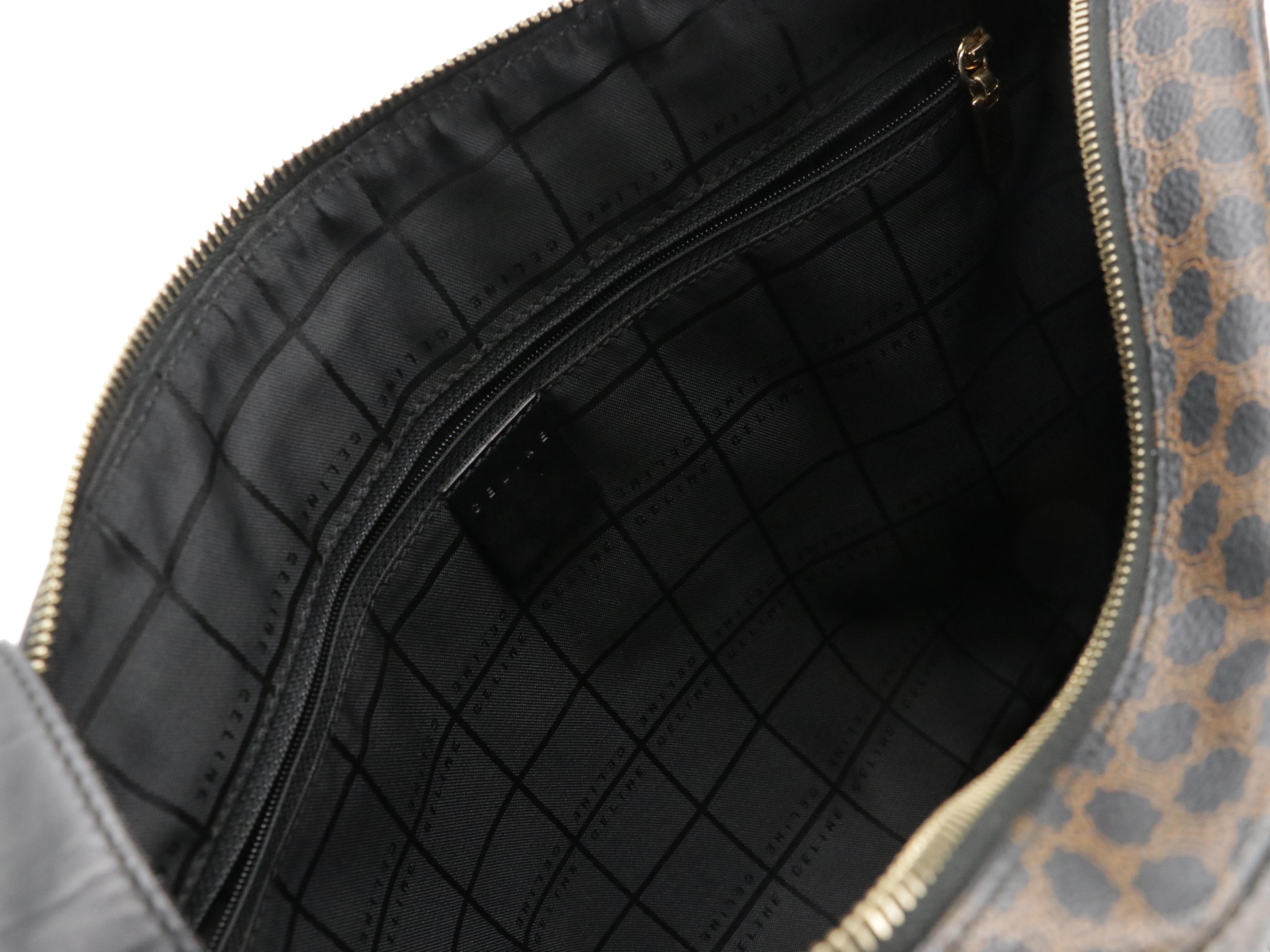 Celine Full Flap Messenger Bag in Black Macadam Coated Canvas and Black Leather