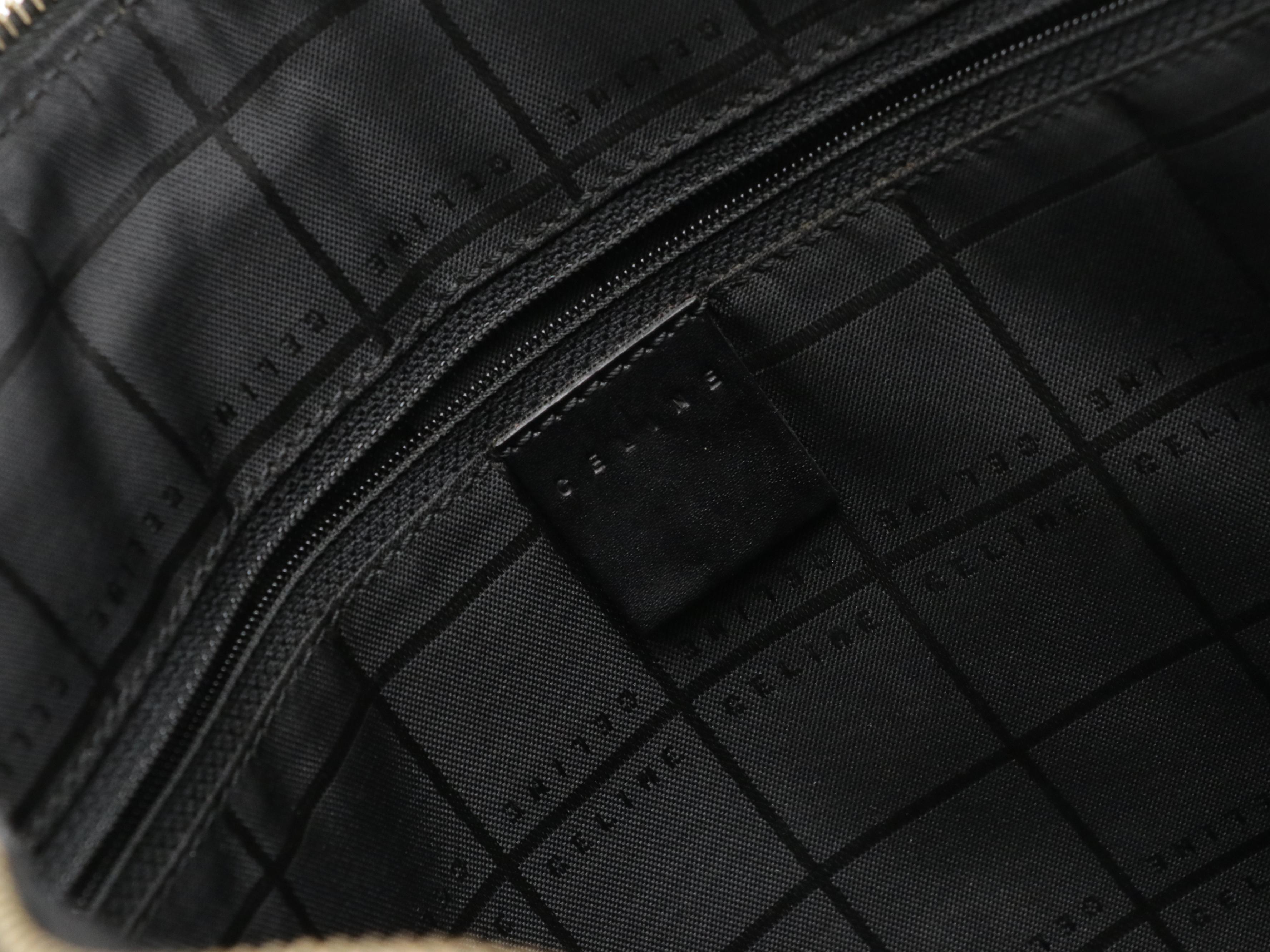 Celine Full Flap Messenger Bag in Black Macadam Coated Canvas and Black Leather