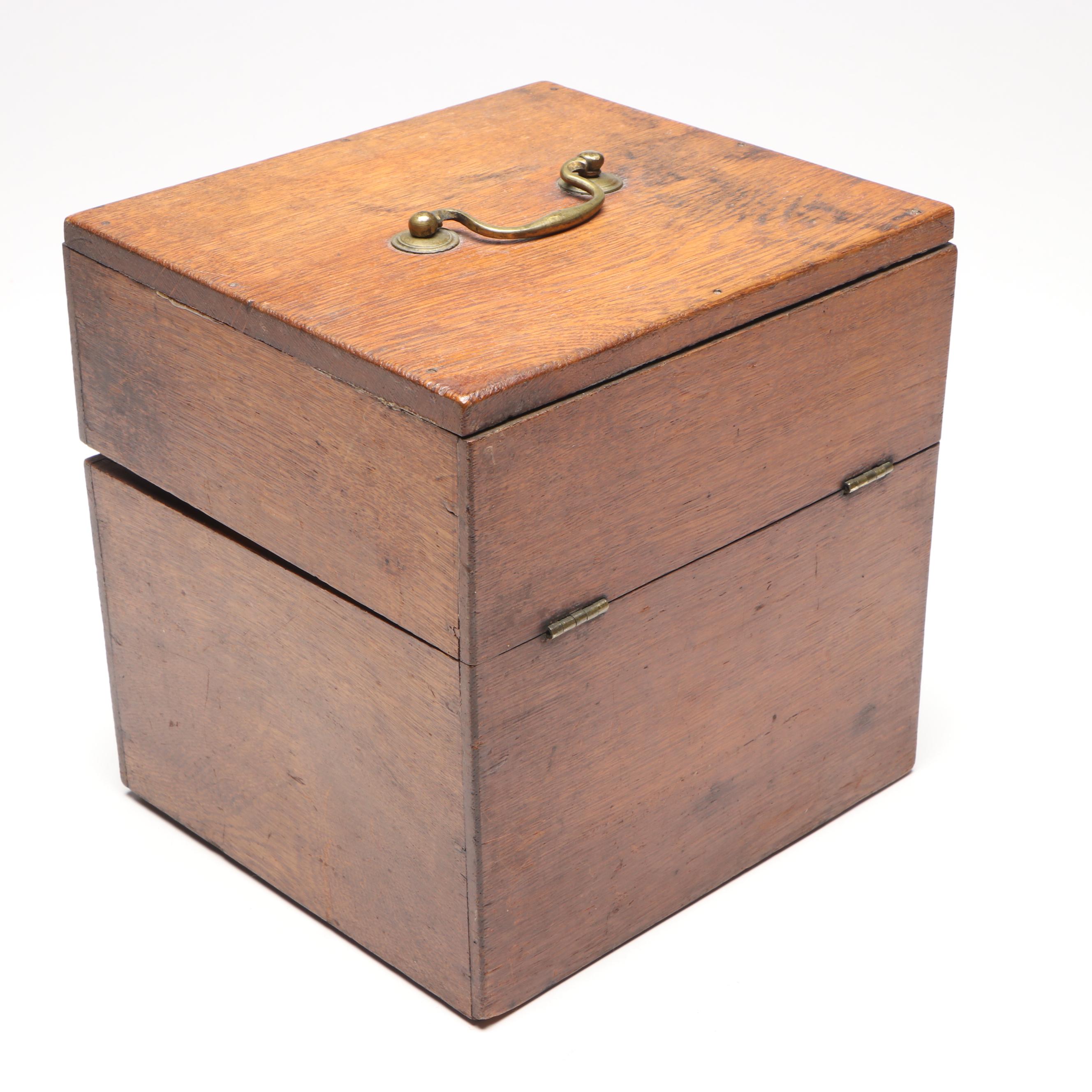 Vintage Wood Captain Liquor Chest with Glass Bottles and Liquor Glasses
