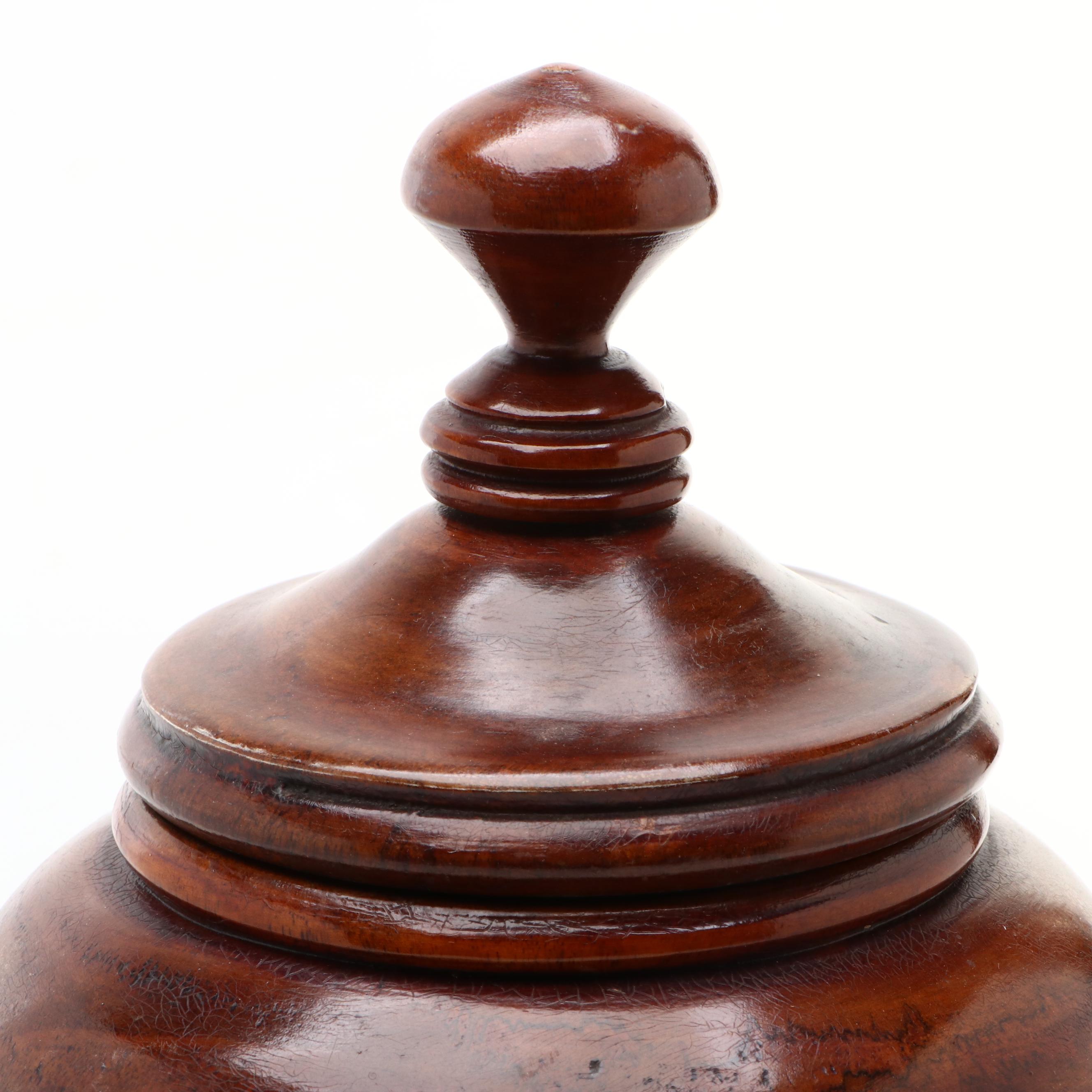 Victorian Style Turned Wood Lidded Urn