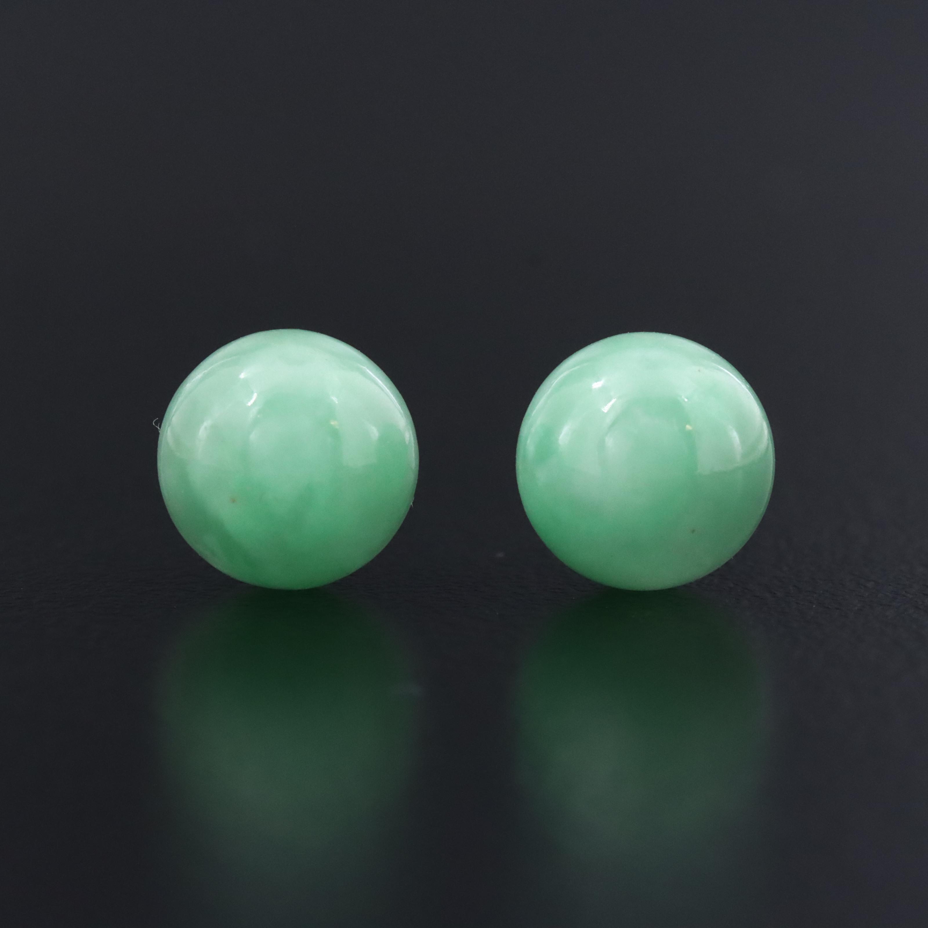 14K Jadeite Stud Earrings