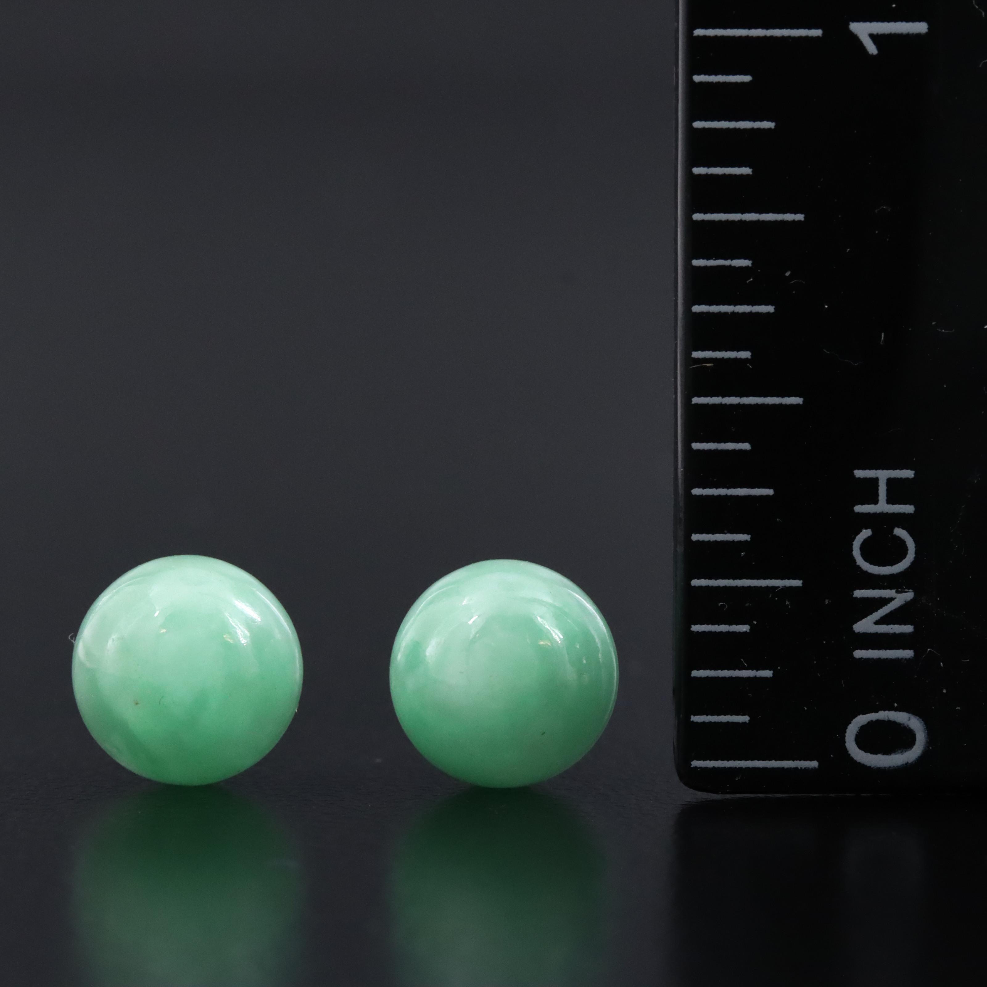 14K Jadeite Stud Earrings