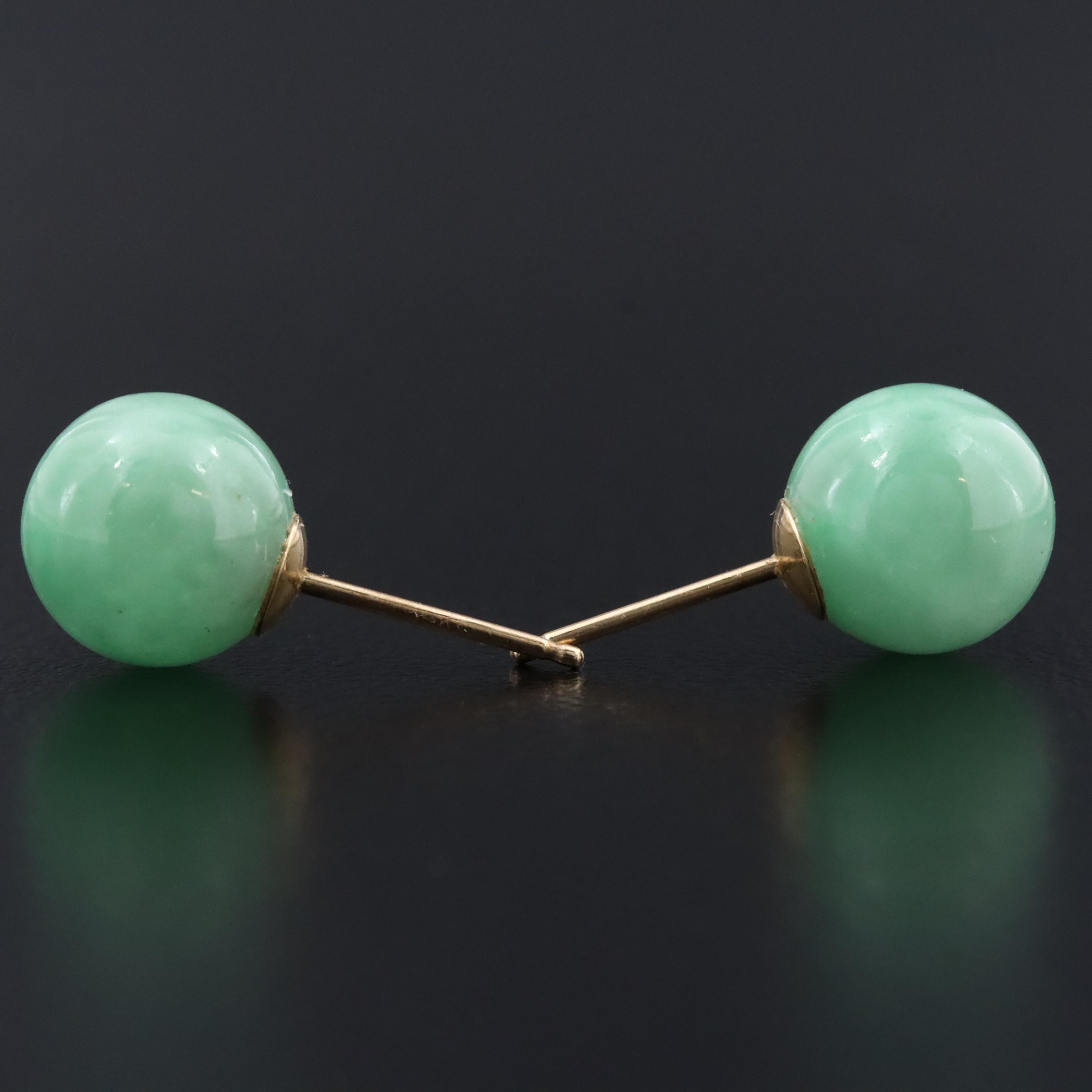 14K Jadeite Stud Earrings