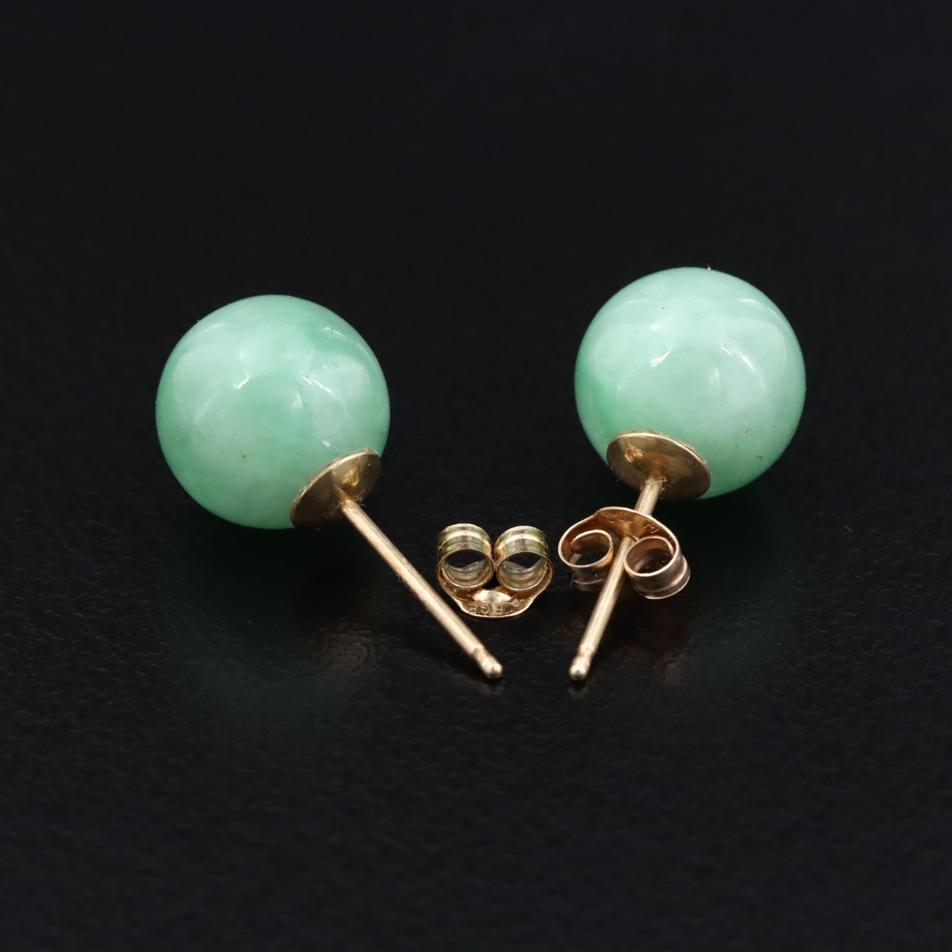 14K Jadeite Stud Earrings