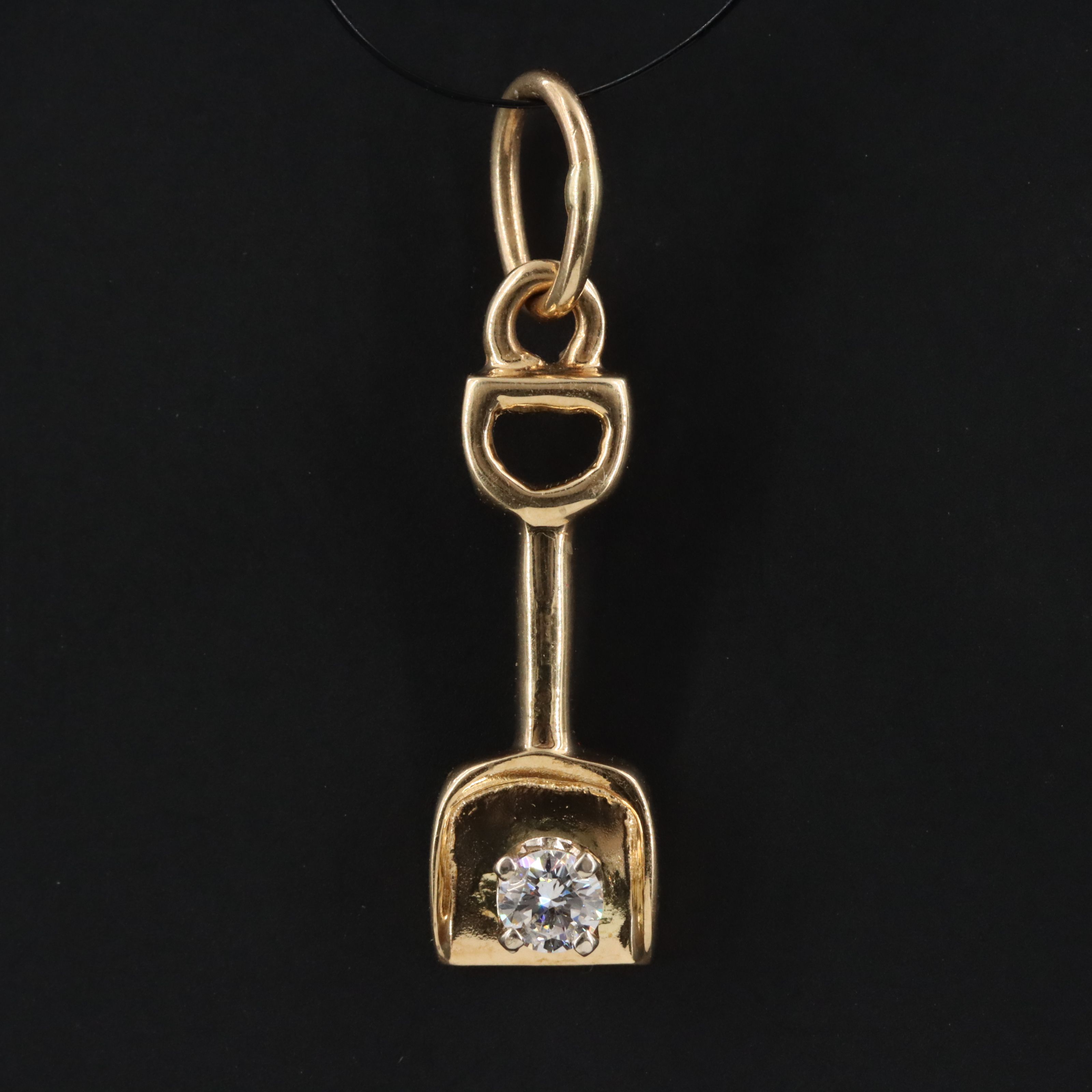 14K 0.10 CT Diamond Shovel Pendant