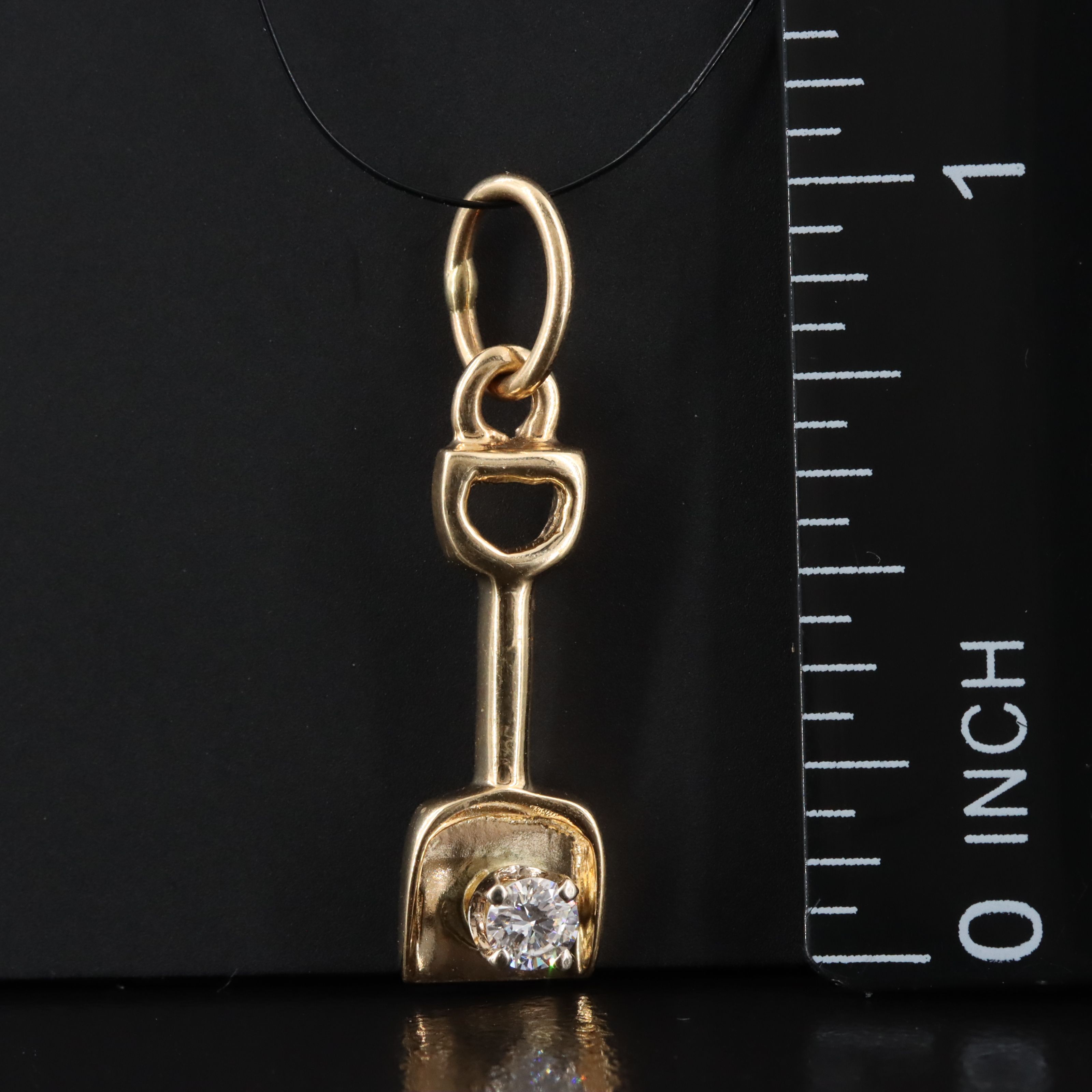 14K 0.10 CT Diamond Shovel Pendant