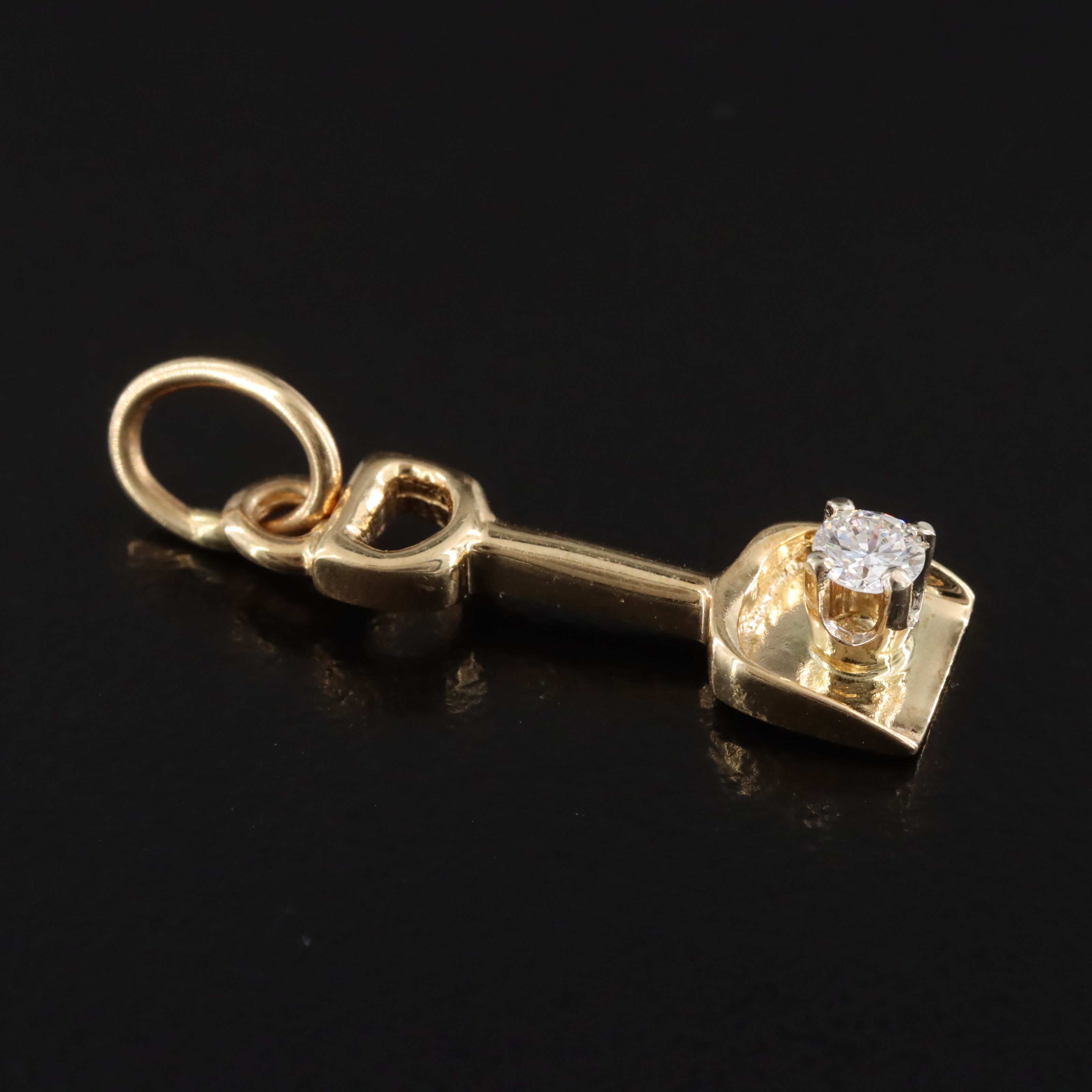 14K 0.10 CT Diamond Shovel Pendant