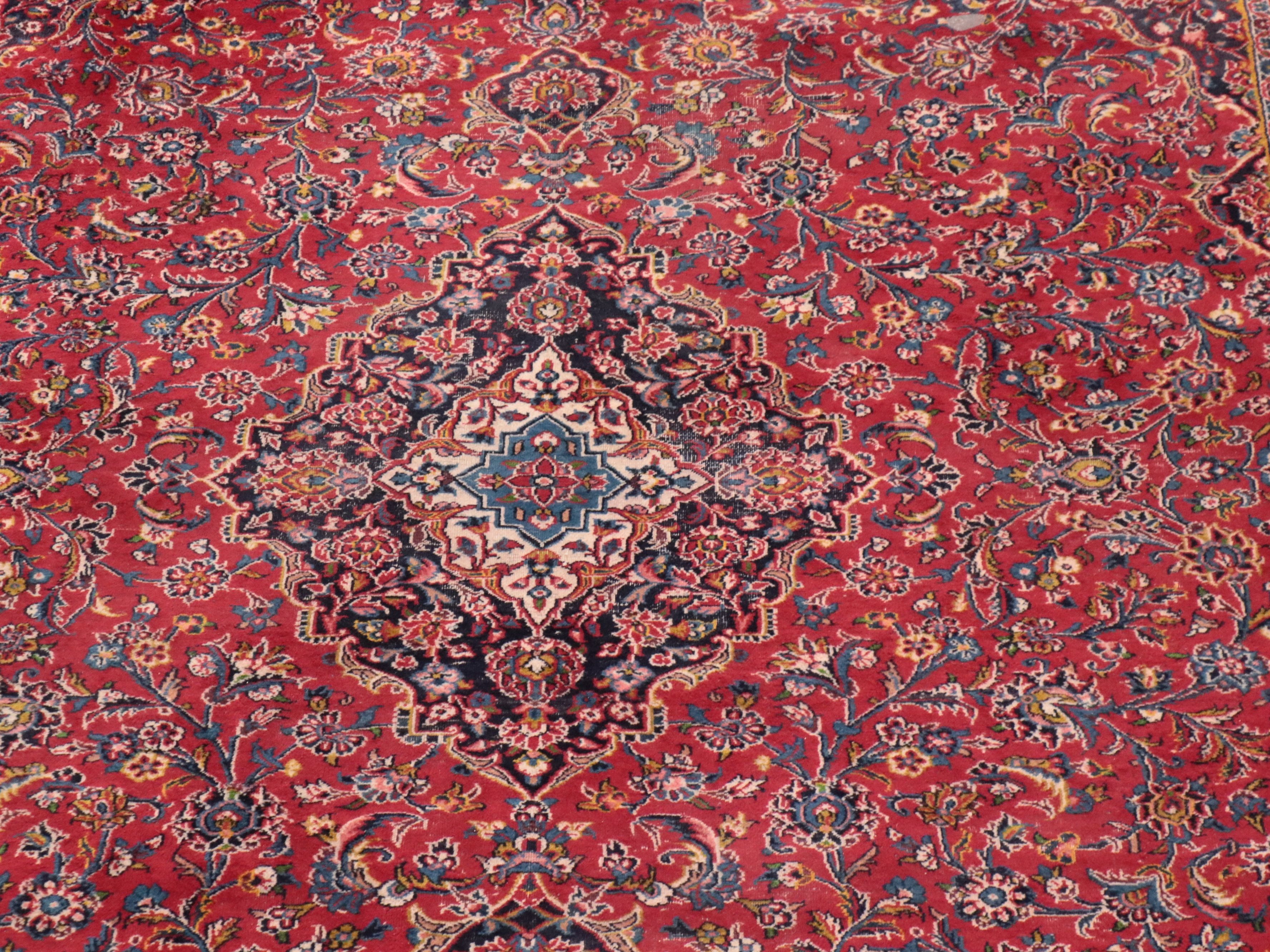 9'6 x 12'9 Hand-Knotted Persian Kashan Room Sized Rug