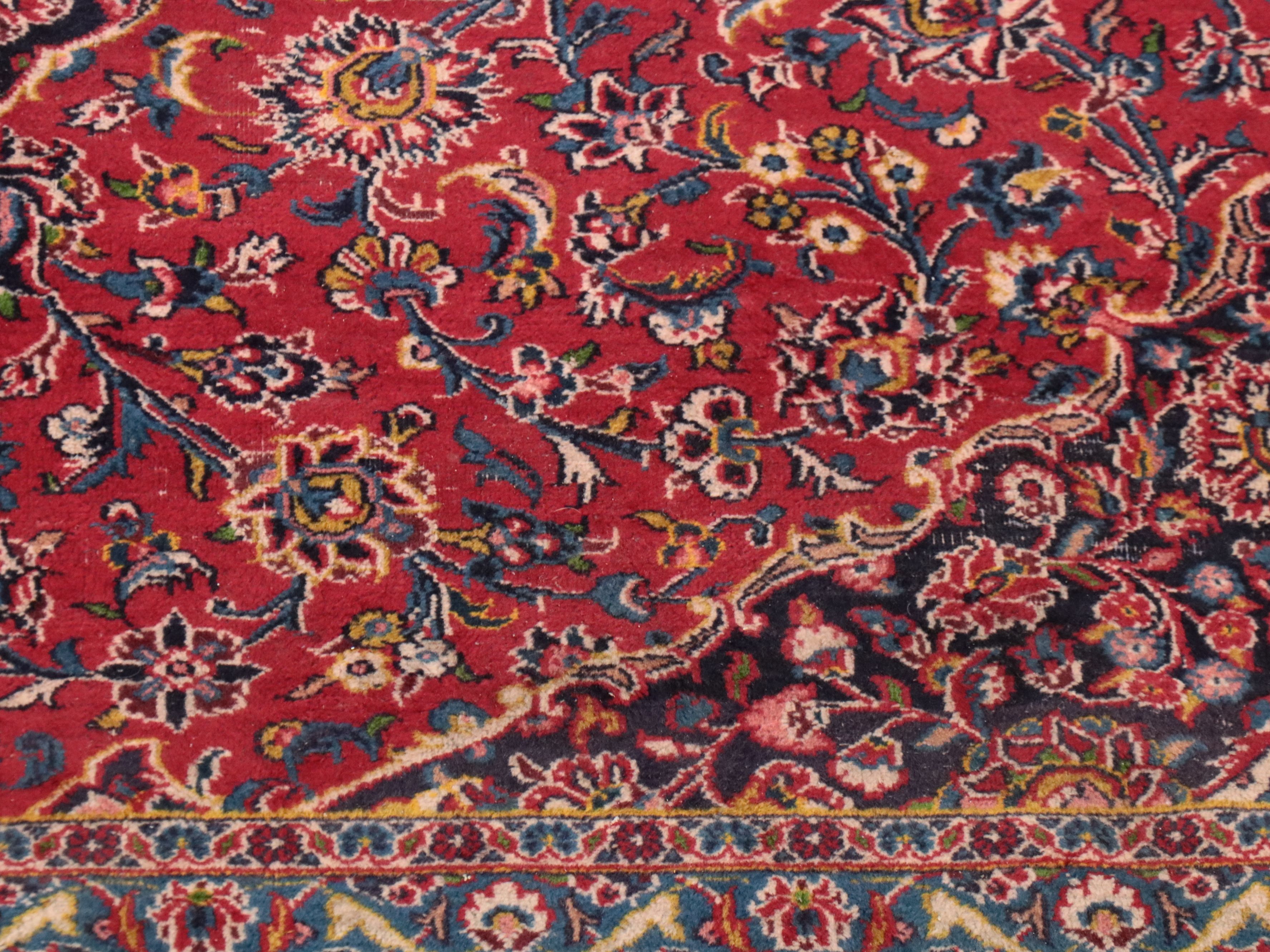 9'6 x 12'9 Hand-Knotted Persian Kashan Room Sized Rug