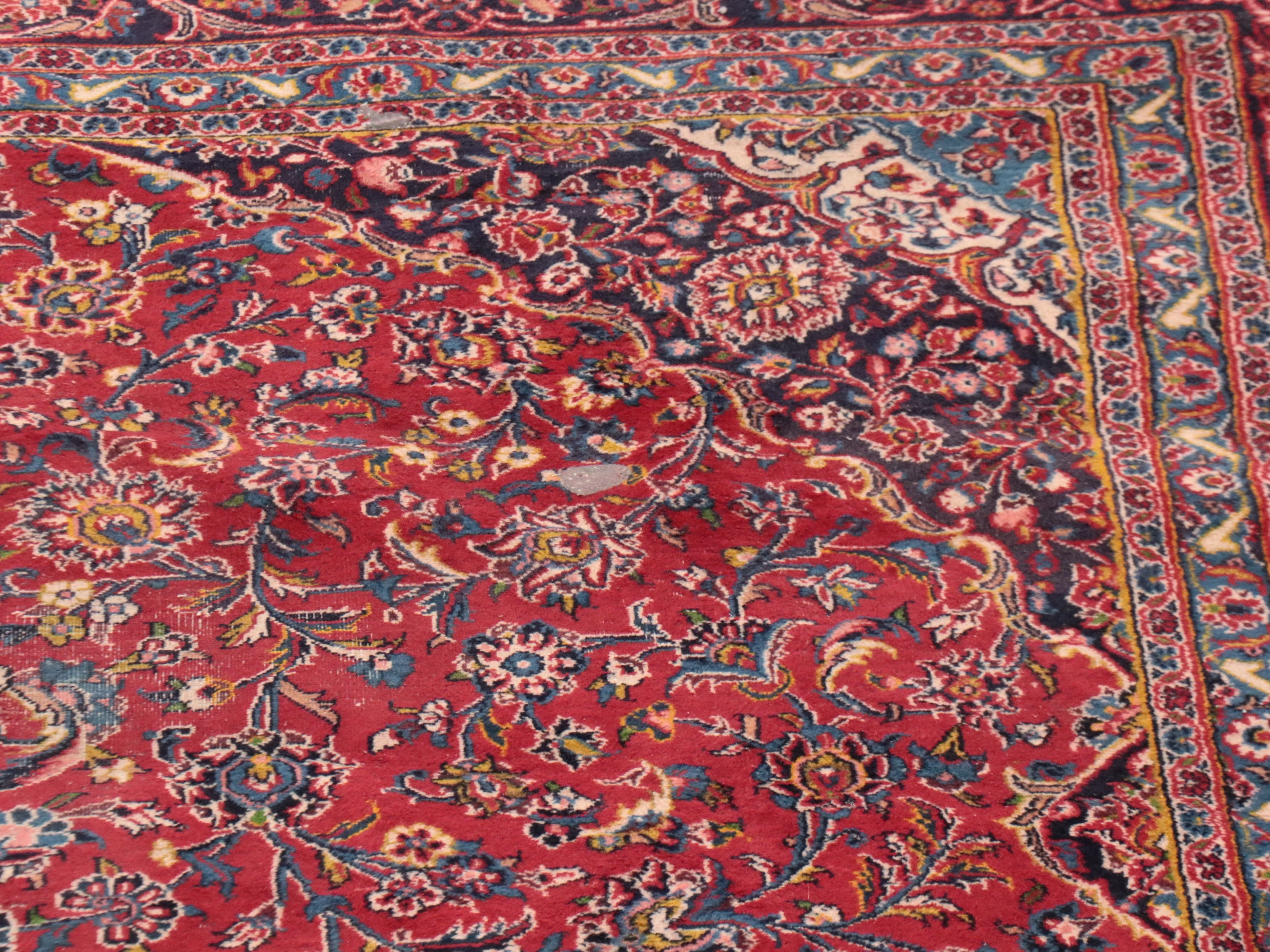 9'6 x 12'9 Hand-Knotted Persian Kashan Room Sized Rug