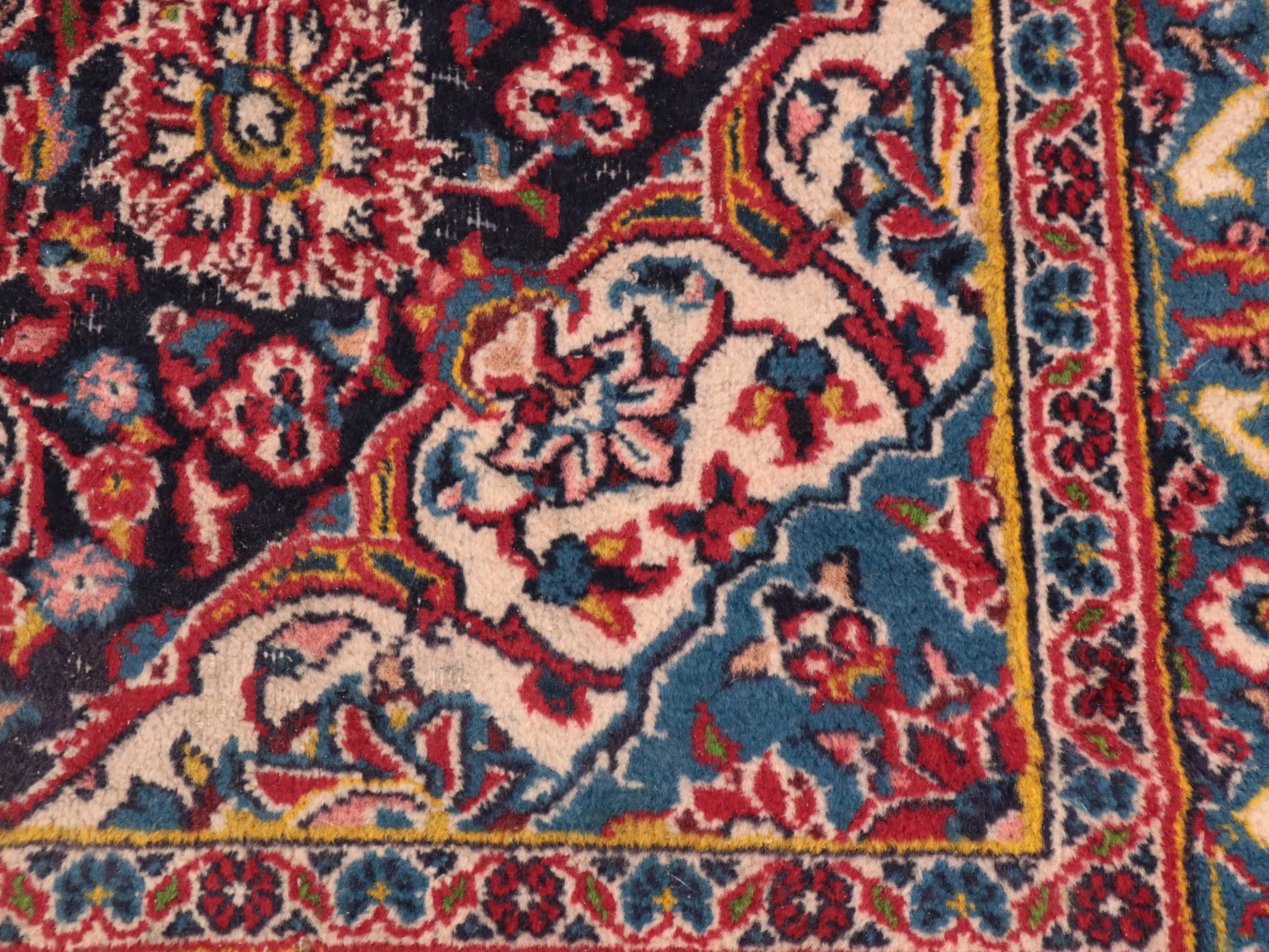 9'6 x 12'9 Hand-Knotted Persian Kashan Room Sized Rug