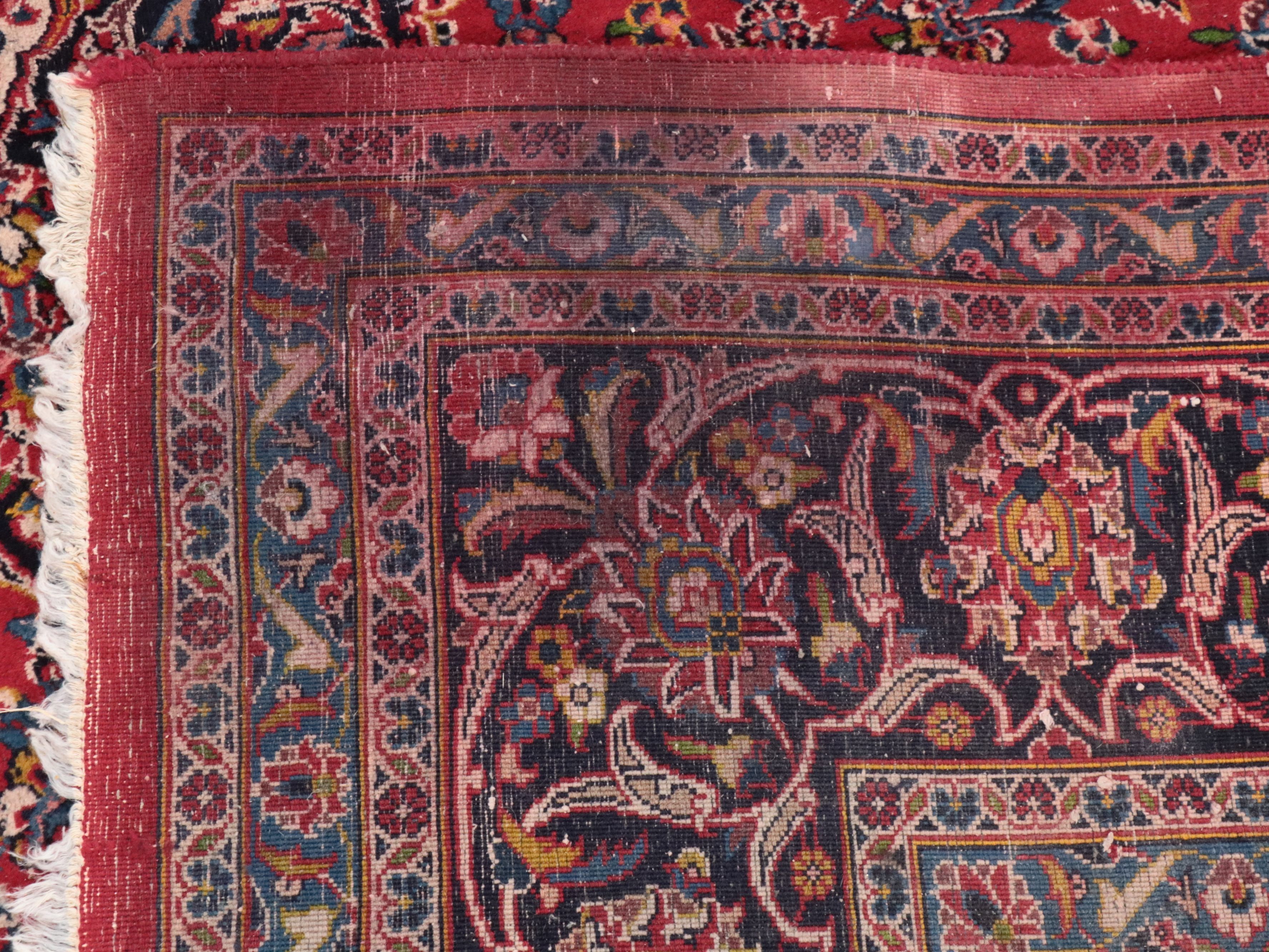 9'6 x 12'9 Hand-Knotted Persian Kashan Room Sized Rug