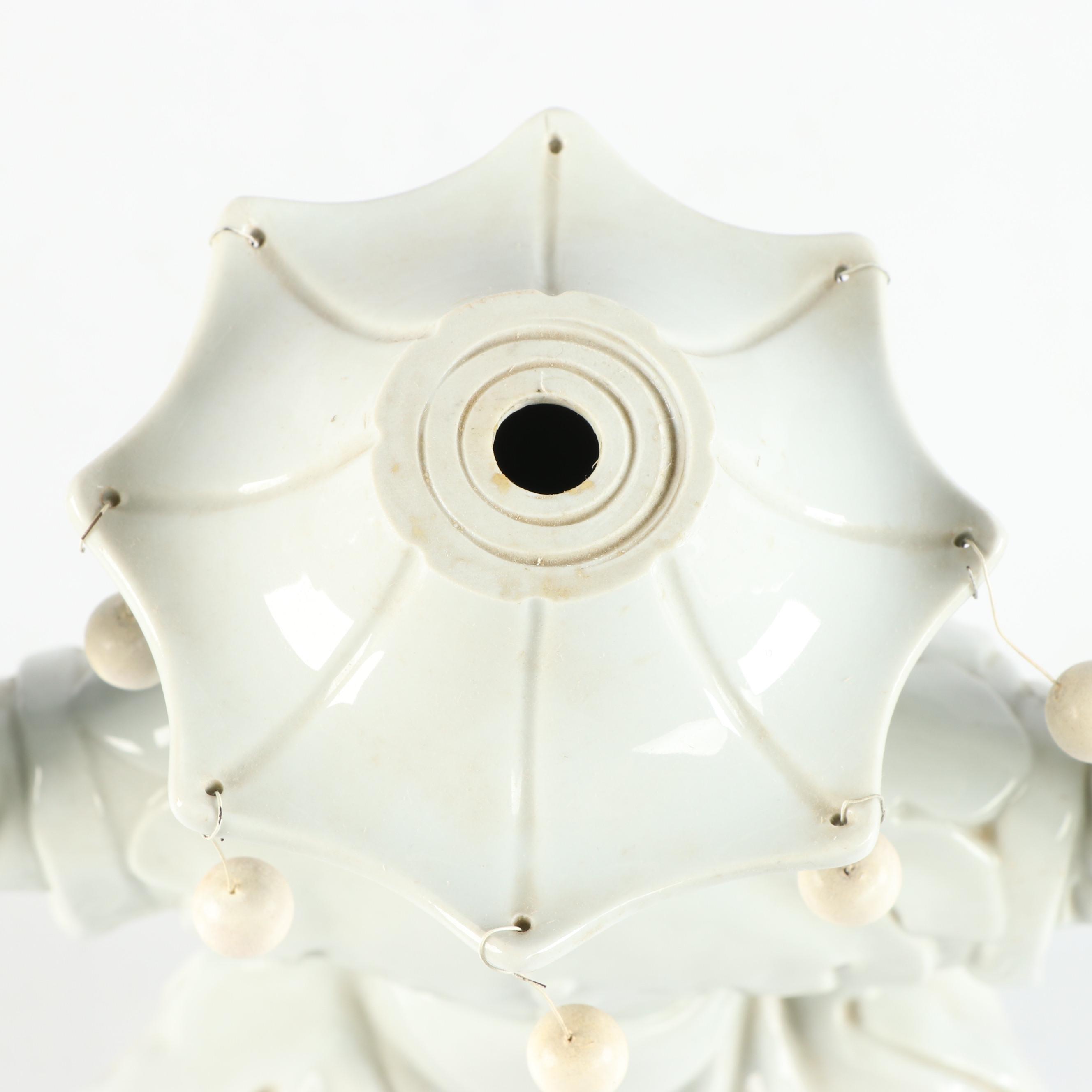 Vista Alegre Portuguese Porcelain Figural Epergne Base With Wooden Wall Shelf