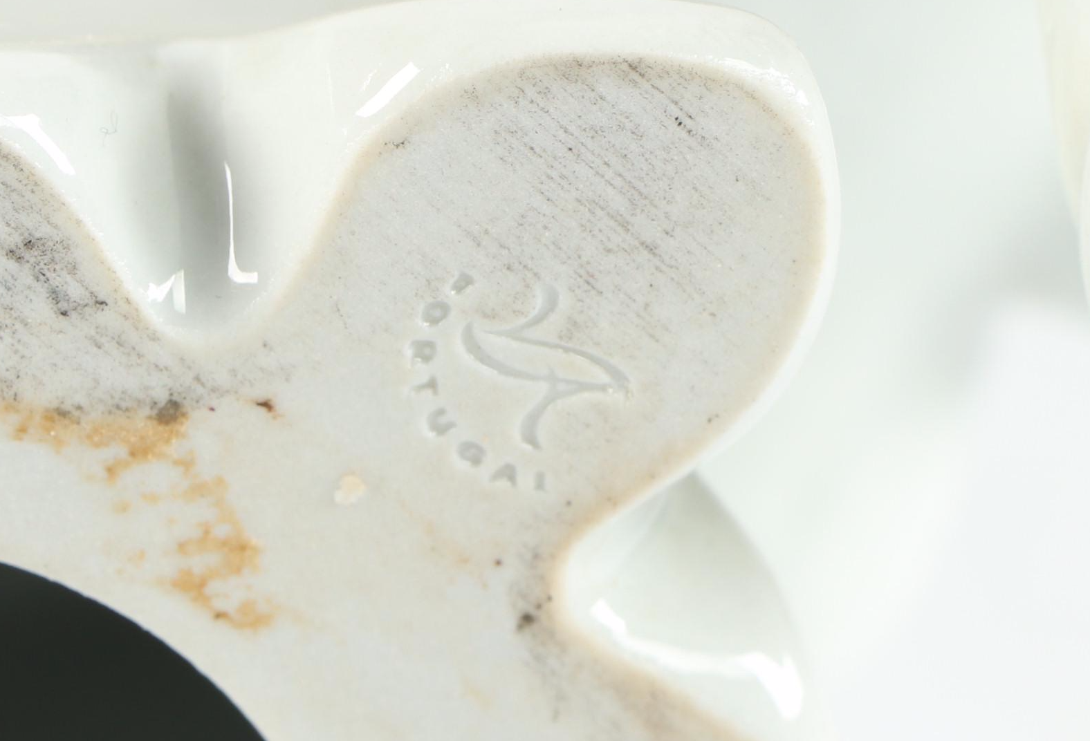 Vista Alegre Portuguese Porcelain Figural Epergne Base With Wooden Wall Shelf