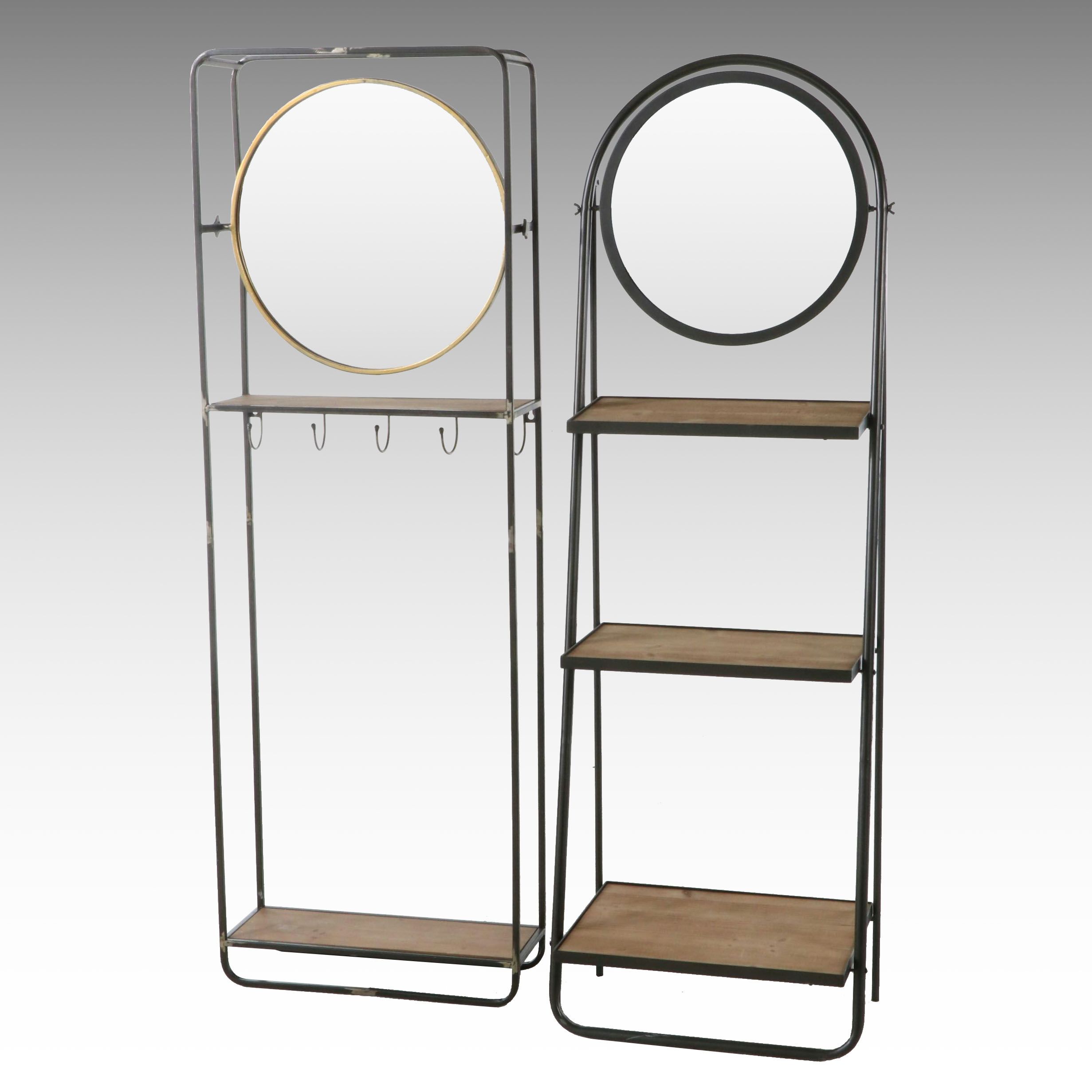 Contemporary Metal Hall Tree and Free Standing Shelving Unit