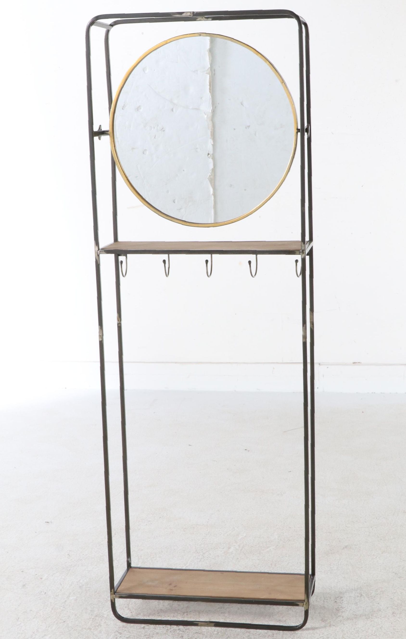 Contemporary Metal Hall Tree and Free Standing Shelving Unit