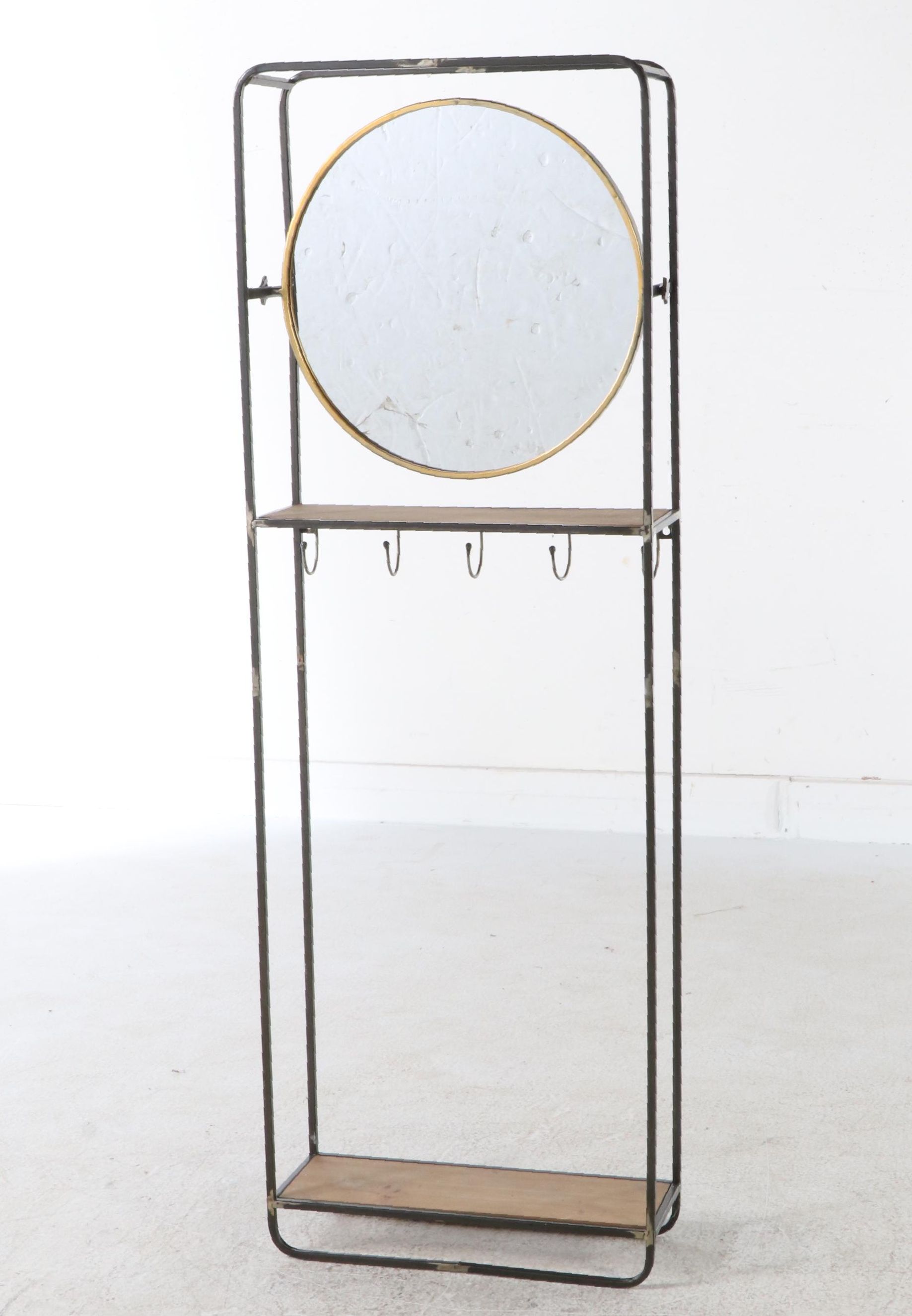 Contemporary Metal Hall Tree and Free Standing Shelving Unit