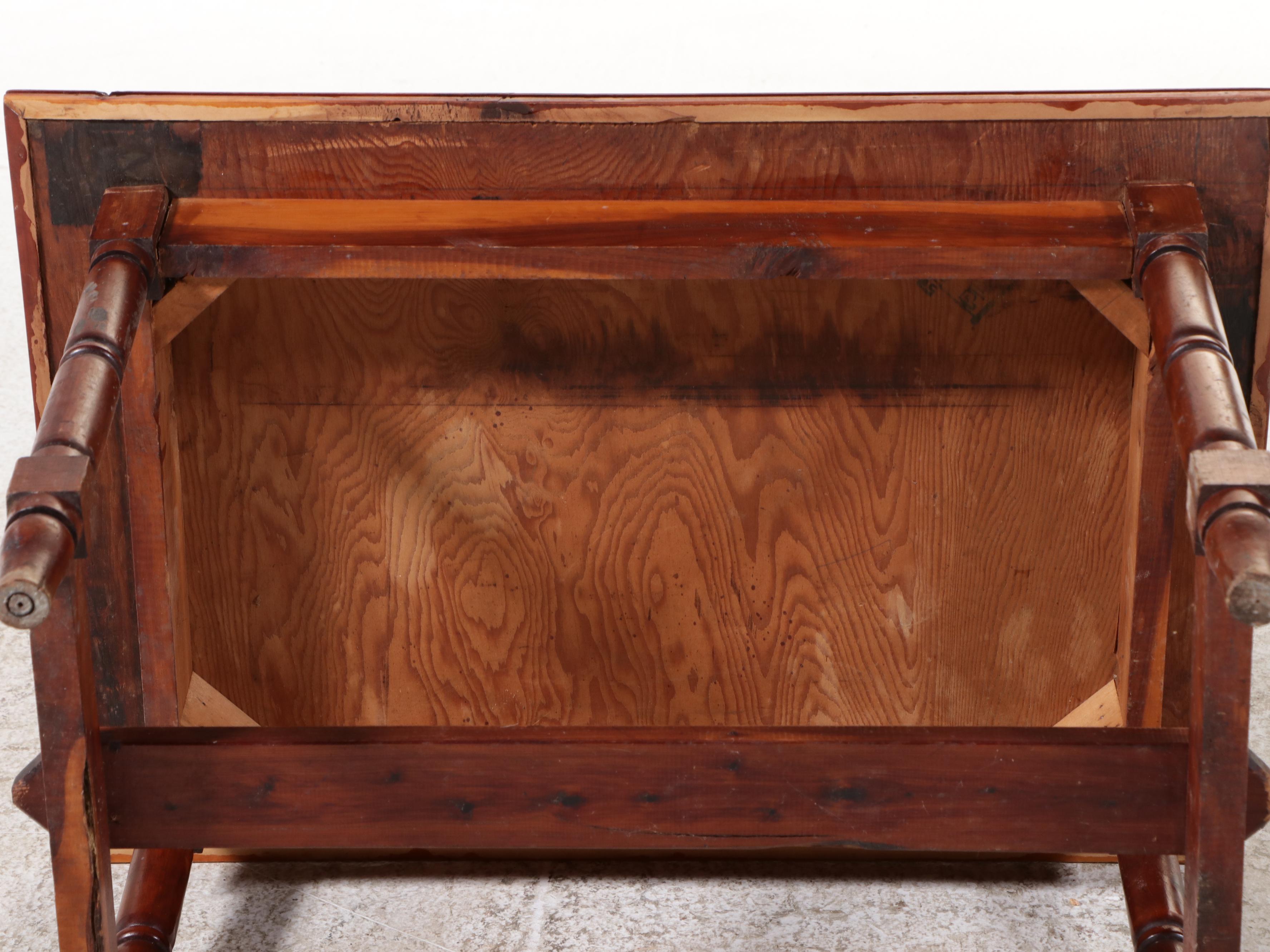 Side Table with Mixed Wood Mosaic Top, 20th Century