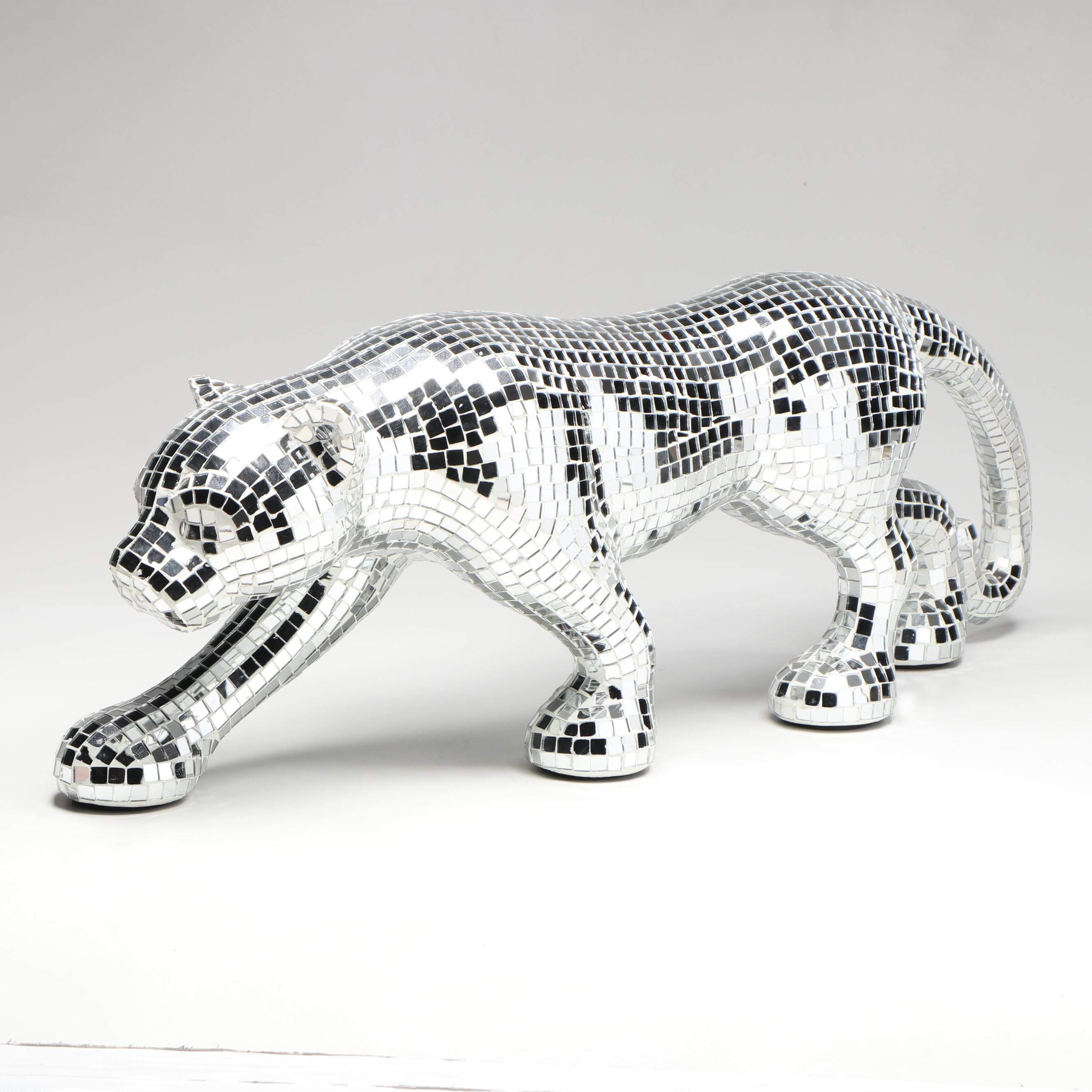Mirrored Glass Mosaic Prowling Panther