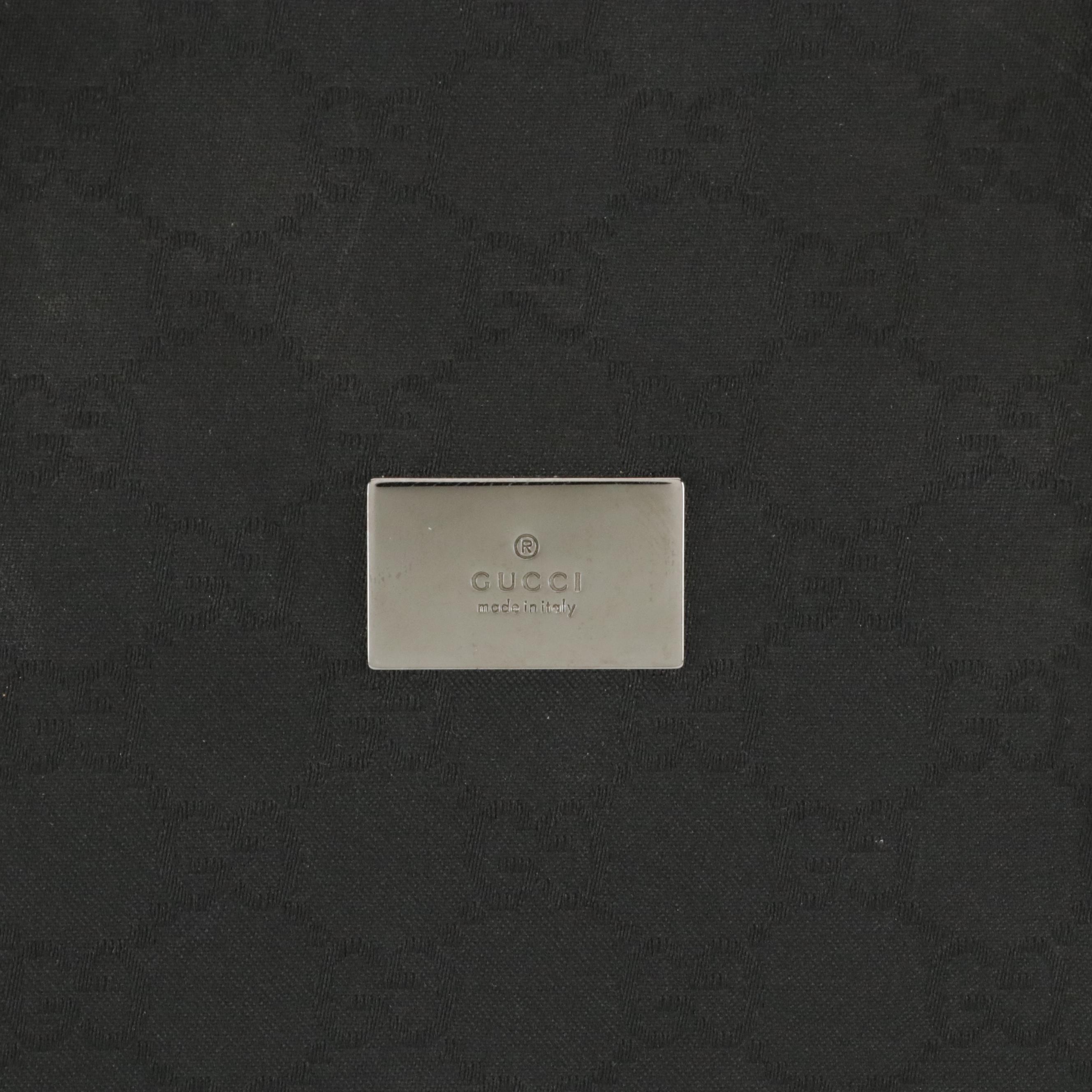 Gucci Executive Briefcase Tote in Black GG Nylon Jacquard and Leather