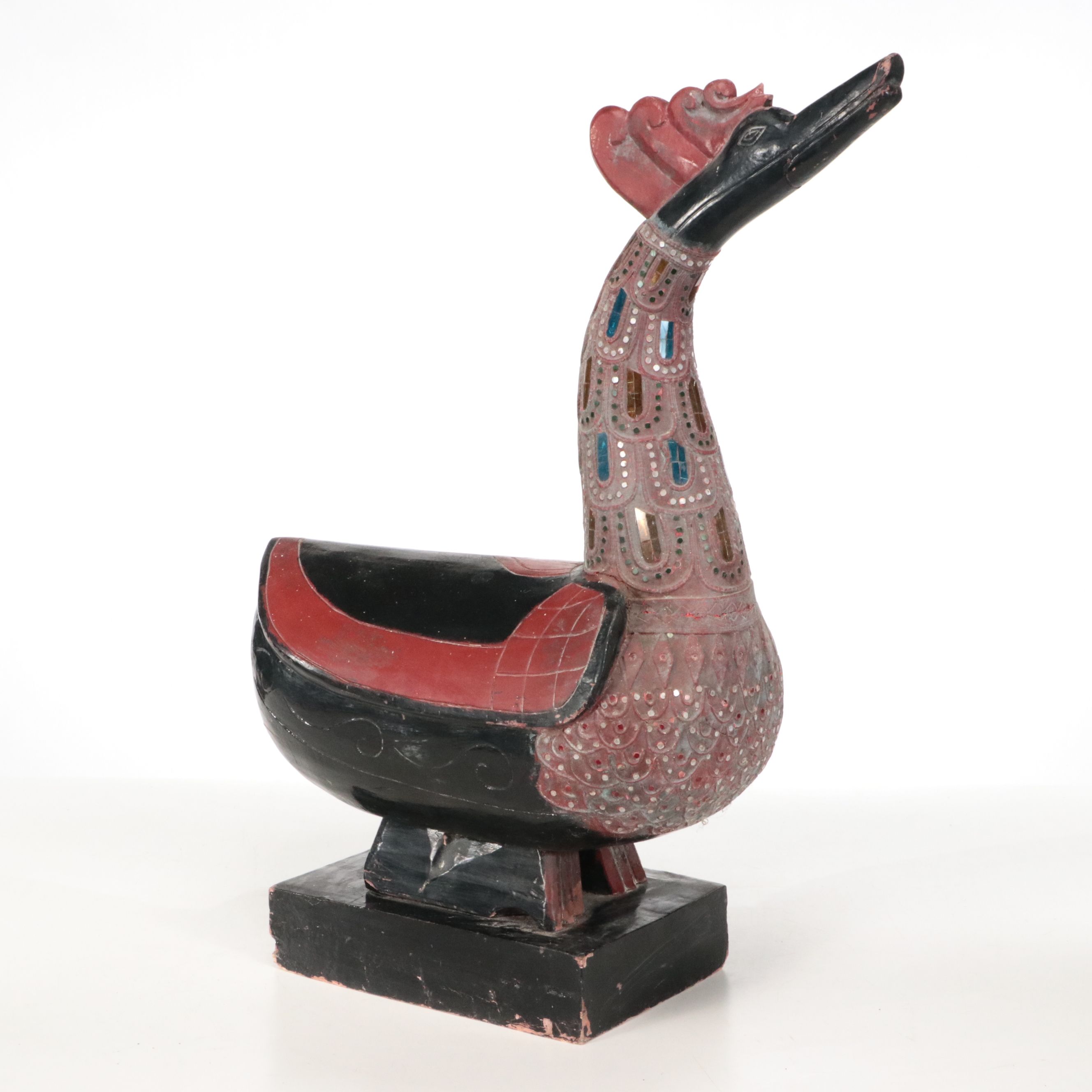 Polychrome Carved Wooden Rooster