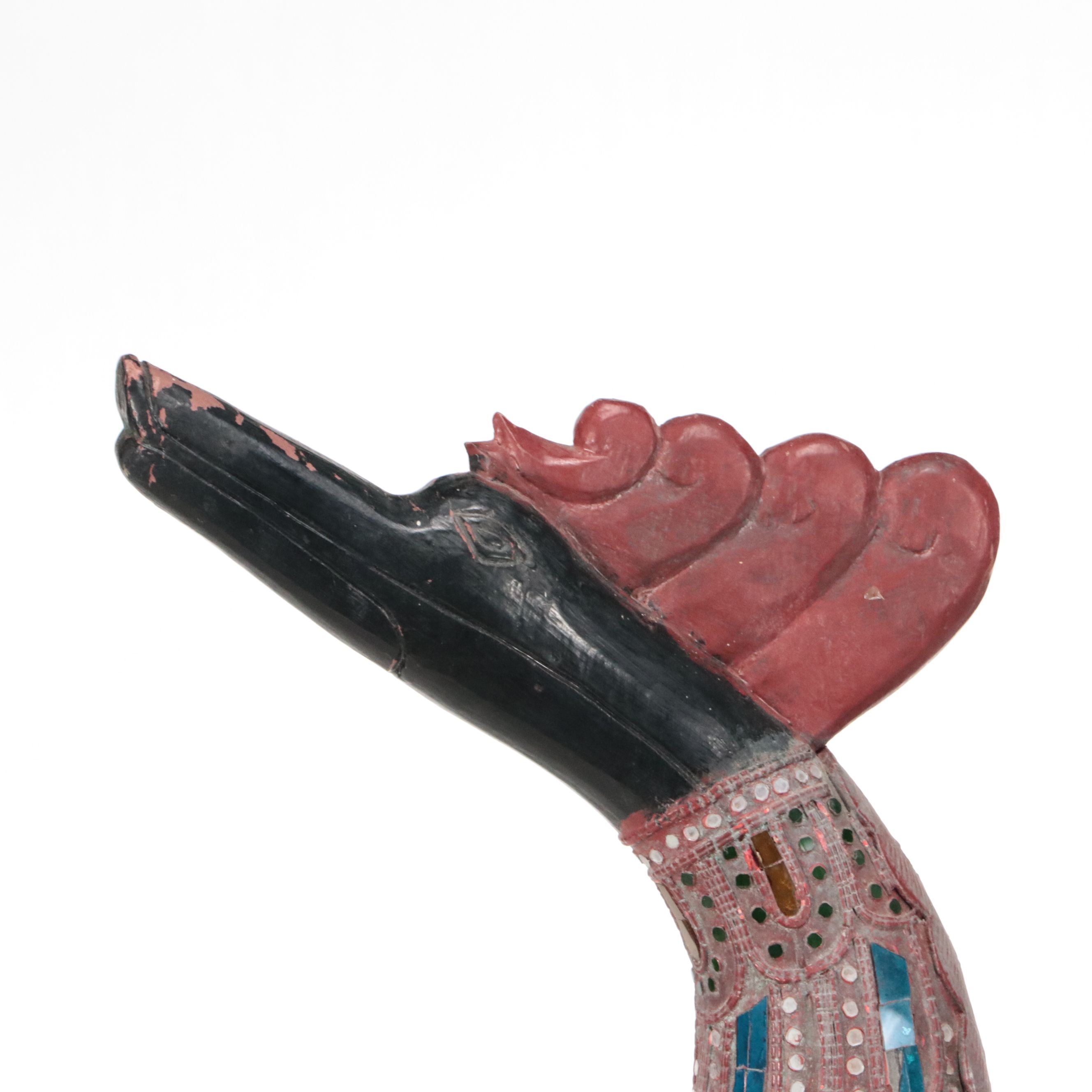 Polychrome Carved Wooden Rooster