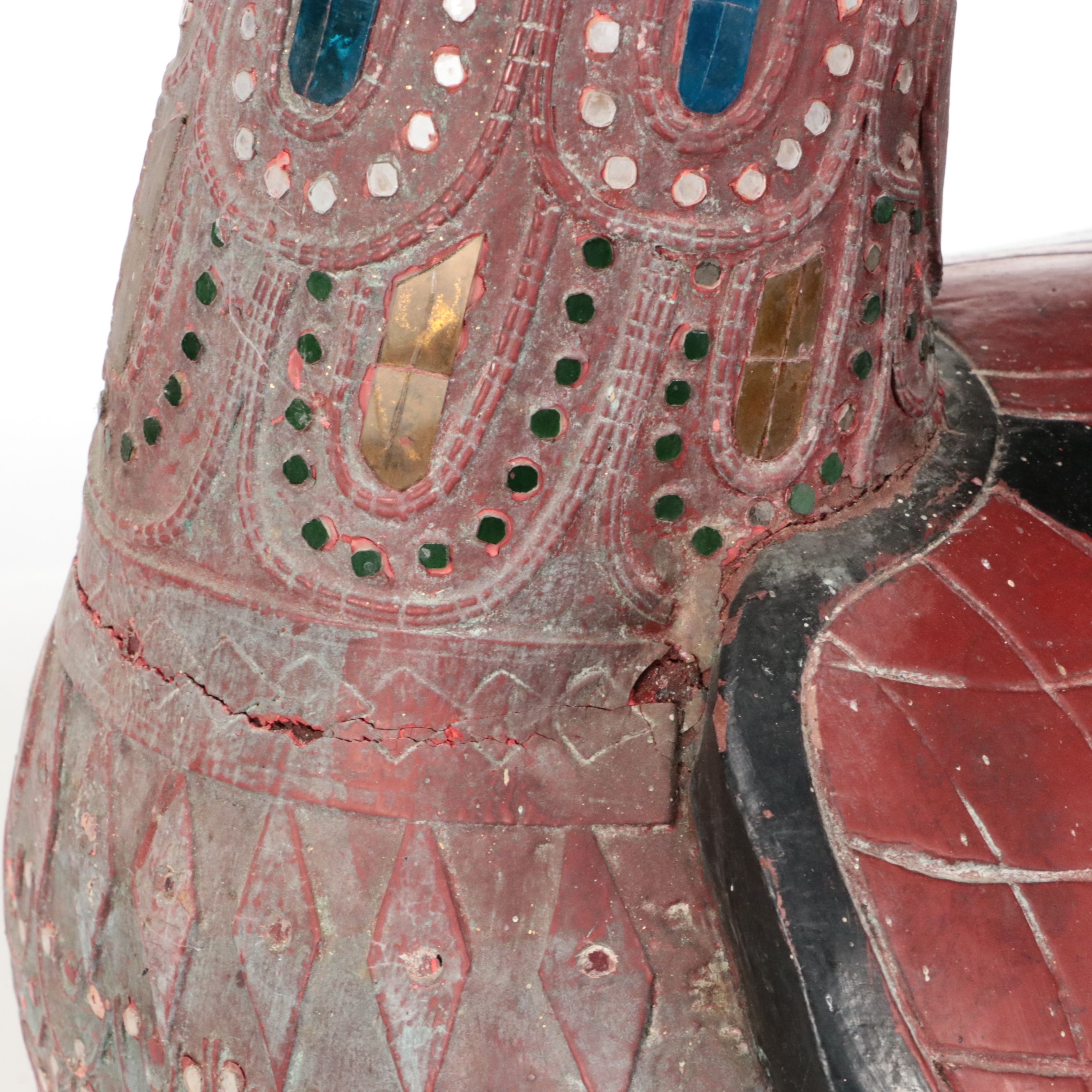 Polychrome Carved Wooden Rooster