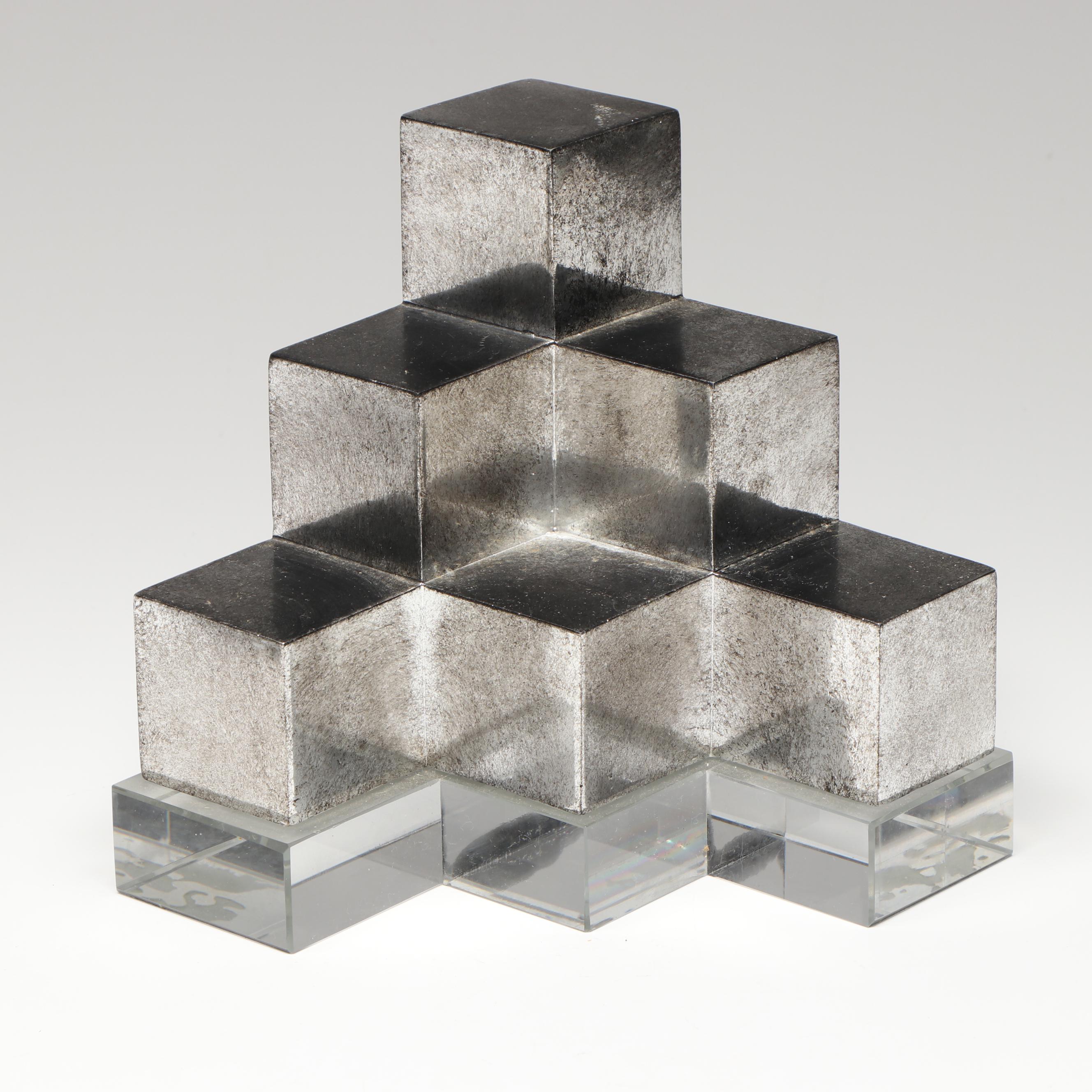 Pair of Uttermost Valerio Crystal and Silver Metallic Finish Bookends