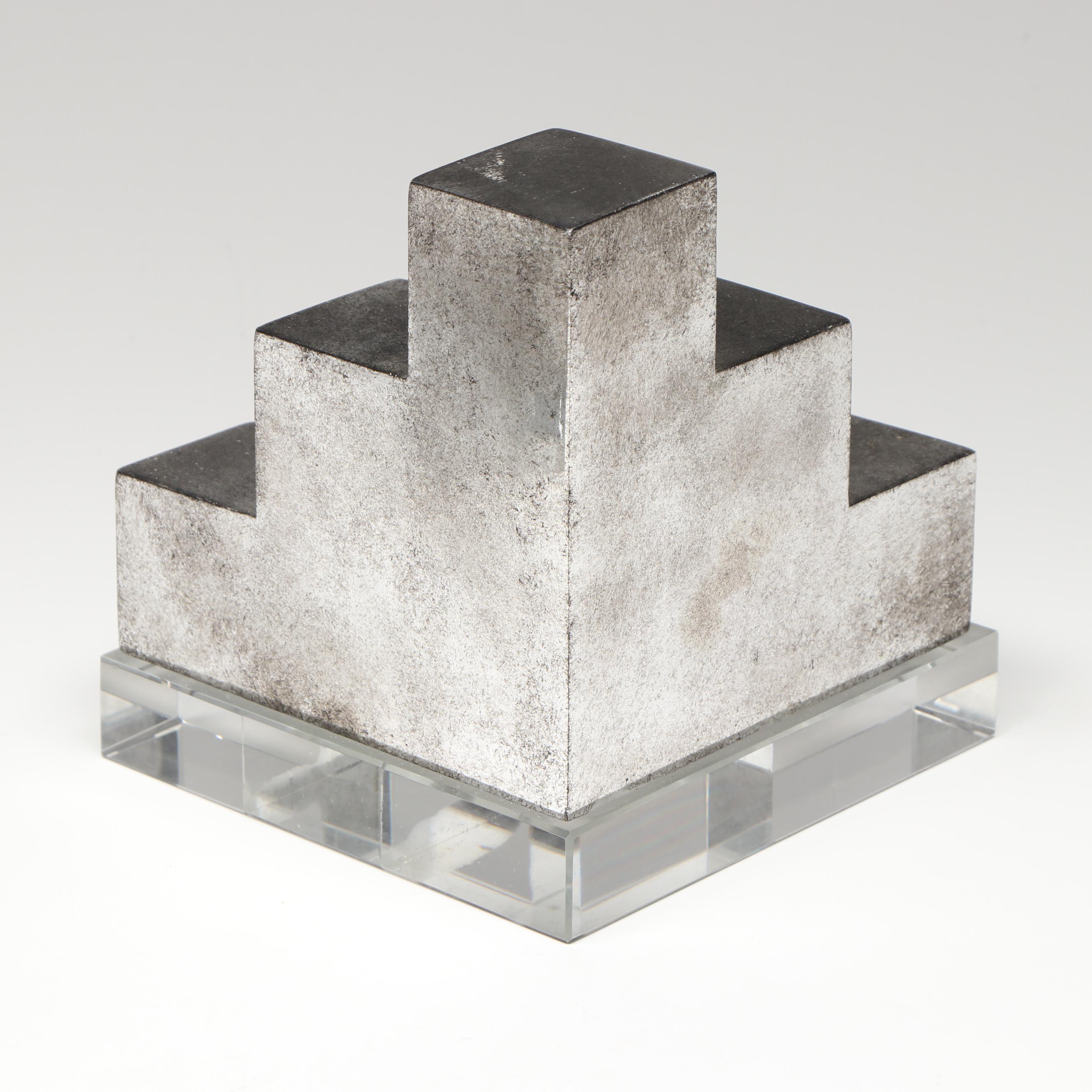 Pair of Uttermost Valerio Crystal and Silver Metallic Finish Bookends