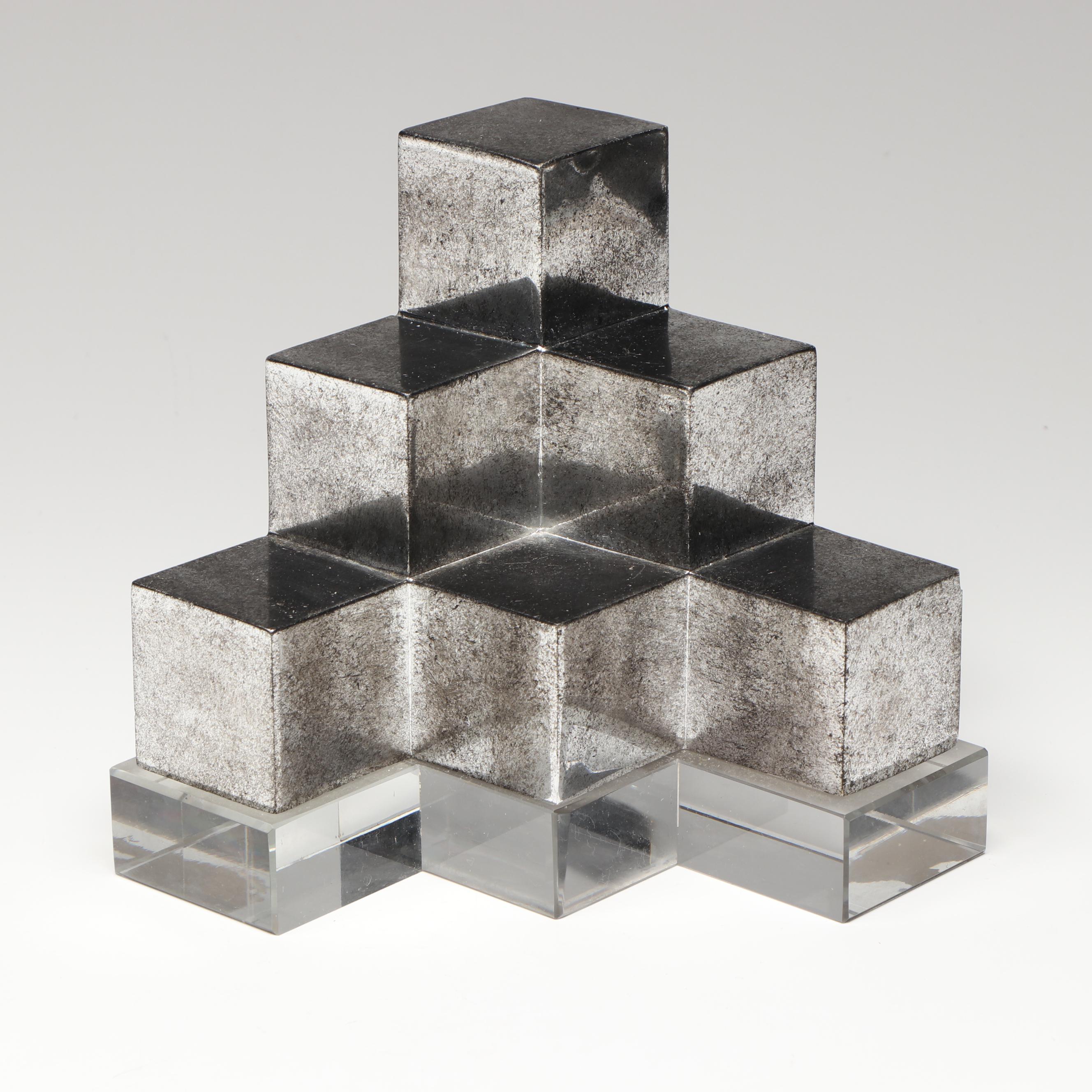 Pair of Uttermost Valerio Crystal and Silver Metallic Finish Bookends