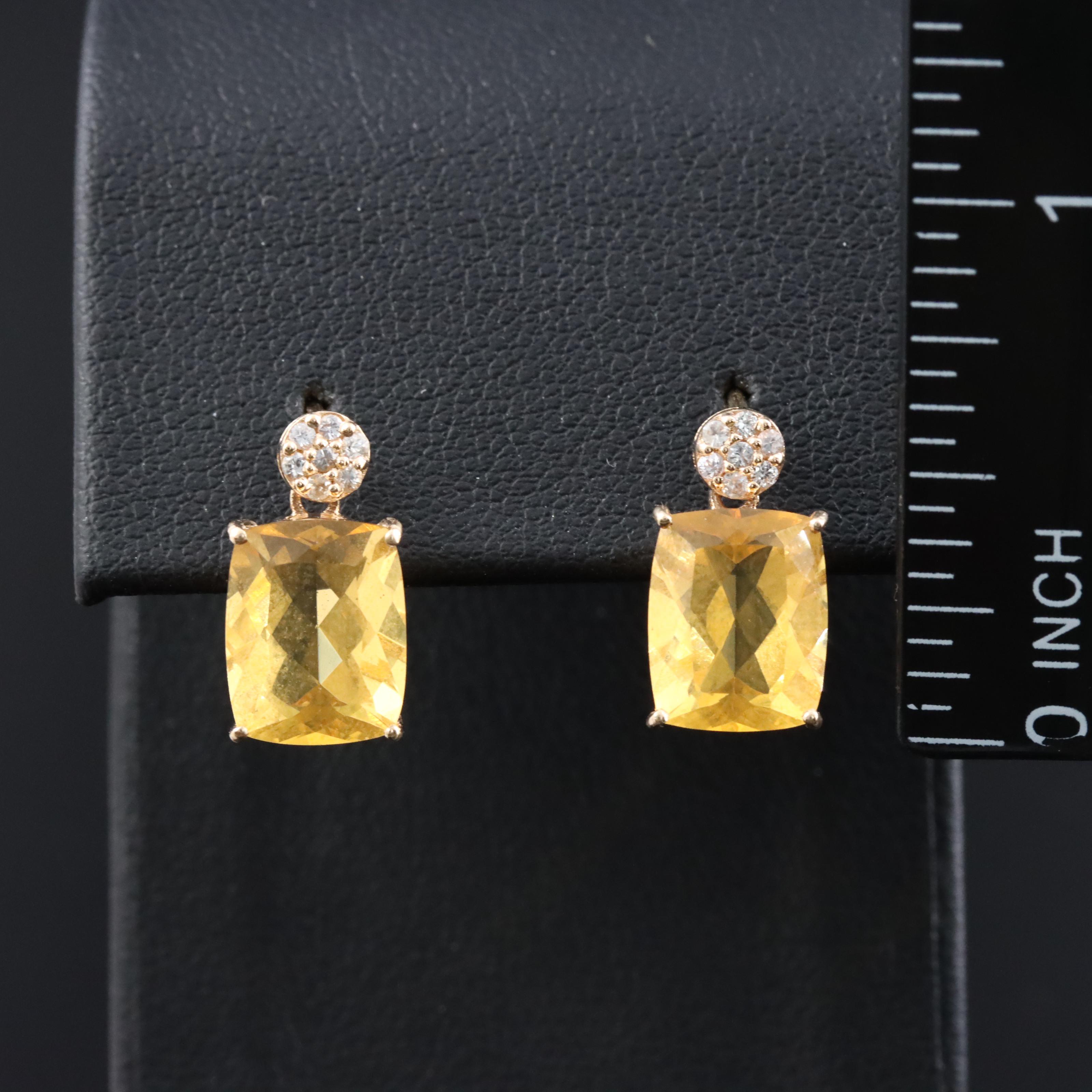 14K Fire Opal and White Sapphire Earrings