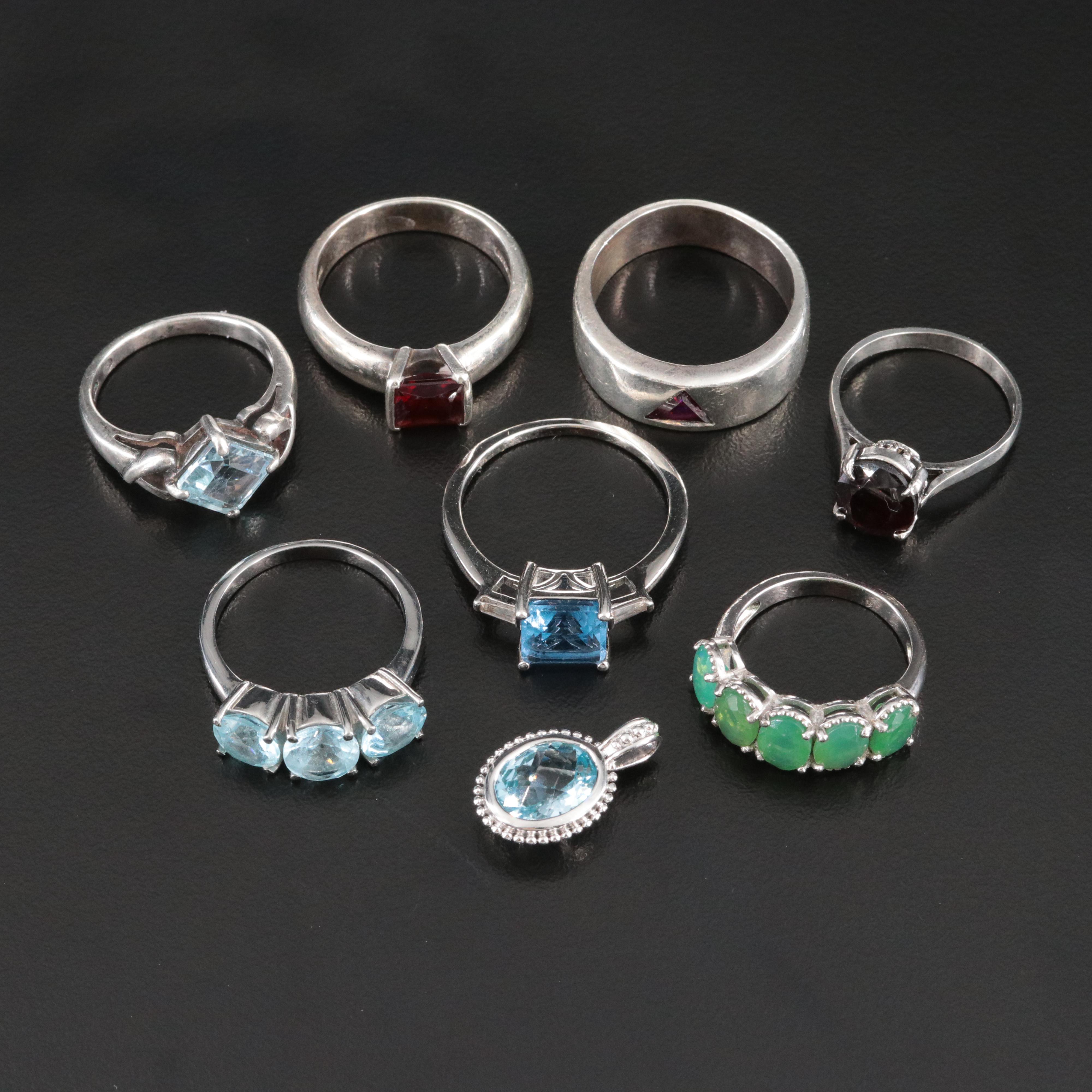 Rings Featuring Sterling with Topaz, Garnet and Opal