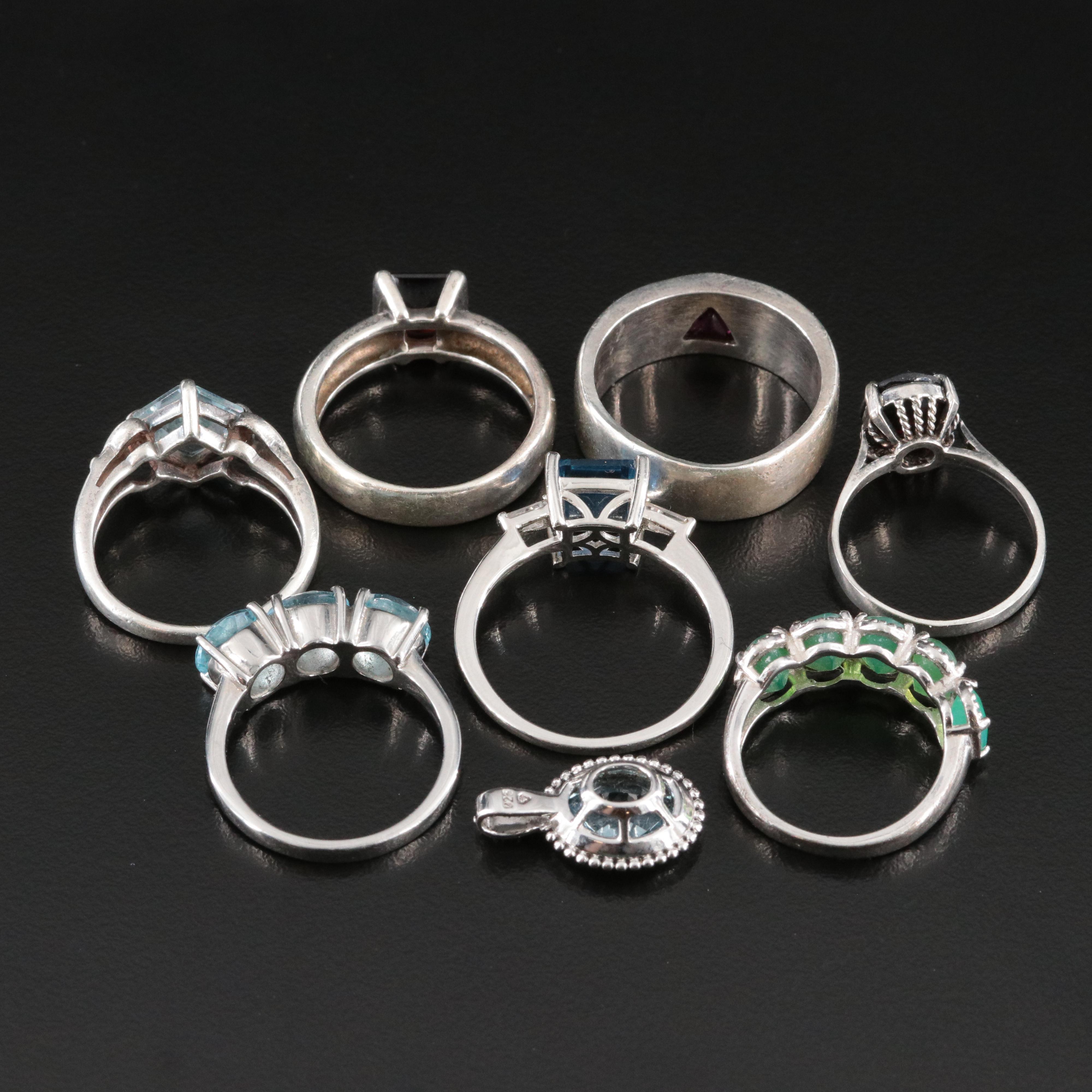 Rings Featuring Sterling with Topaz, Garnet and Opal