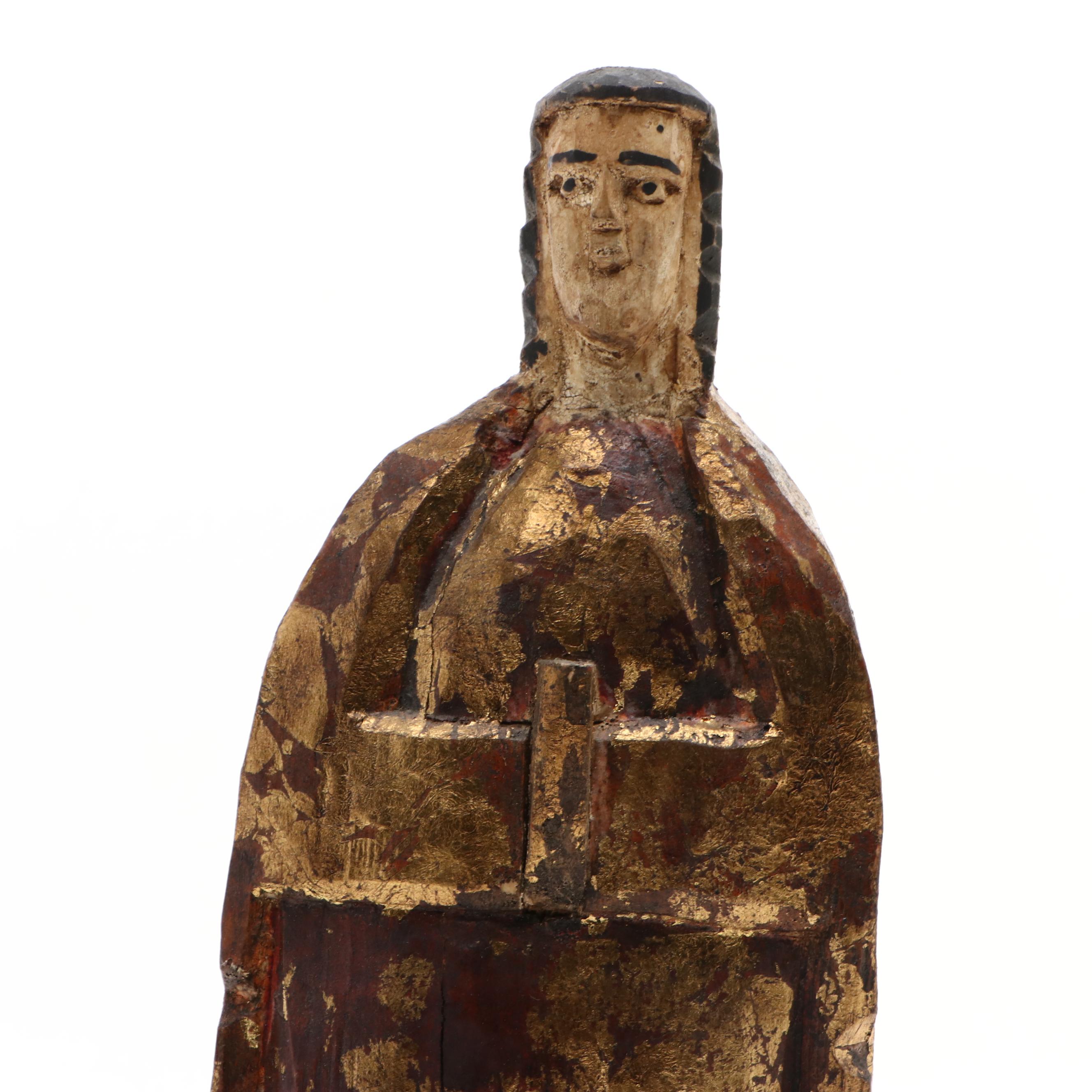 Folk Art Hand-Carved Wooden Apostle Santo Sculpture