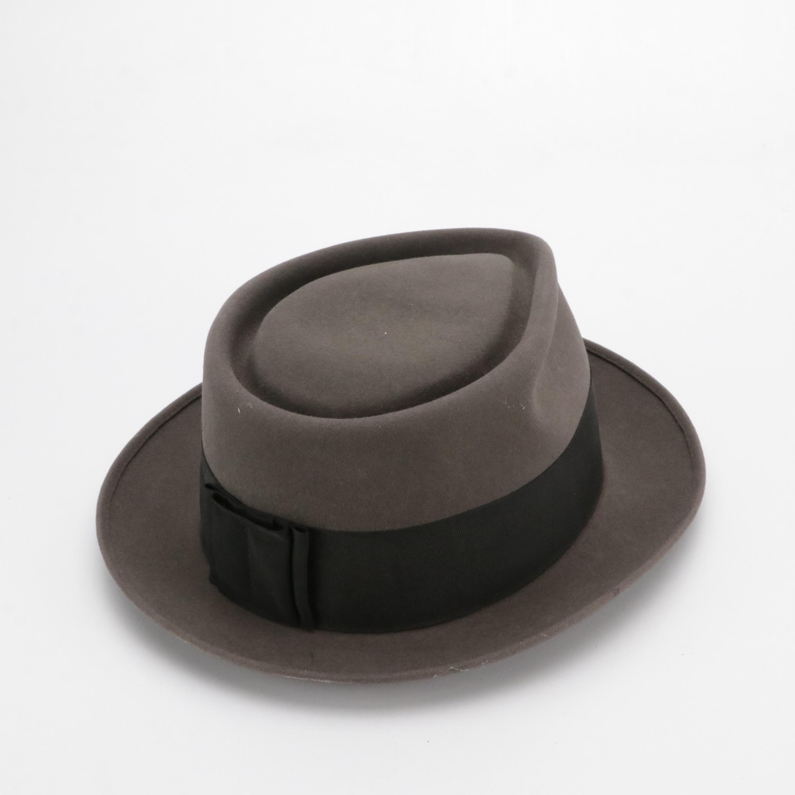 Dobbs Felted Wool Fedora Hat with Wide Grosgrain Band