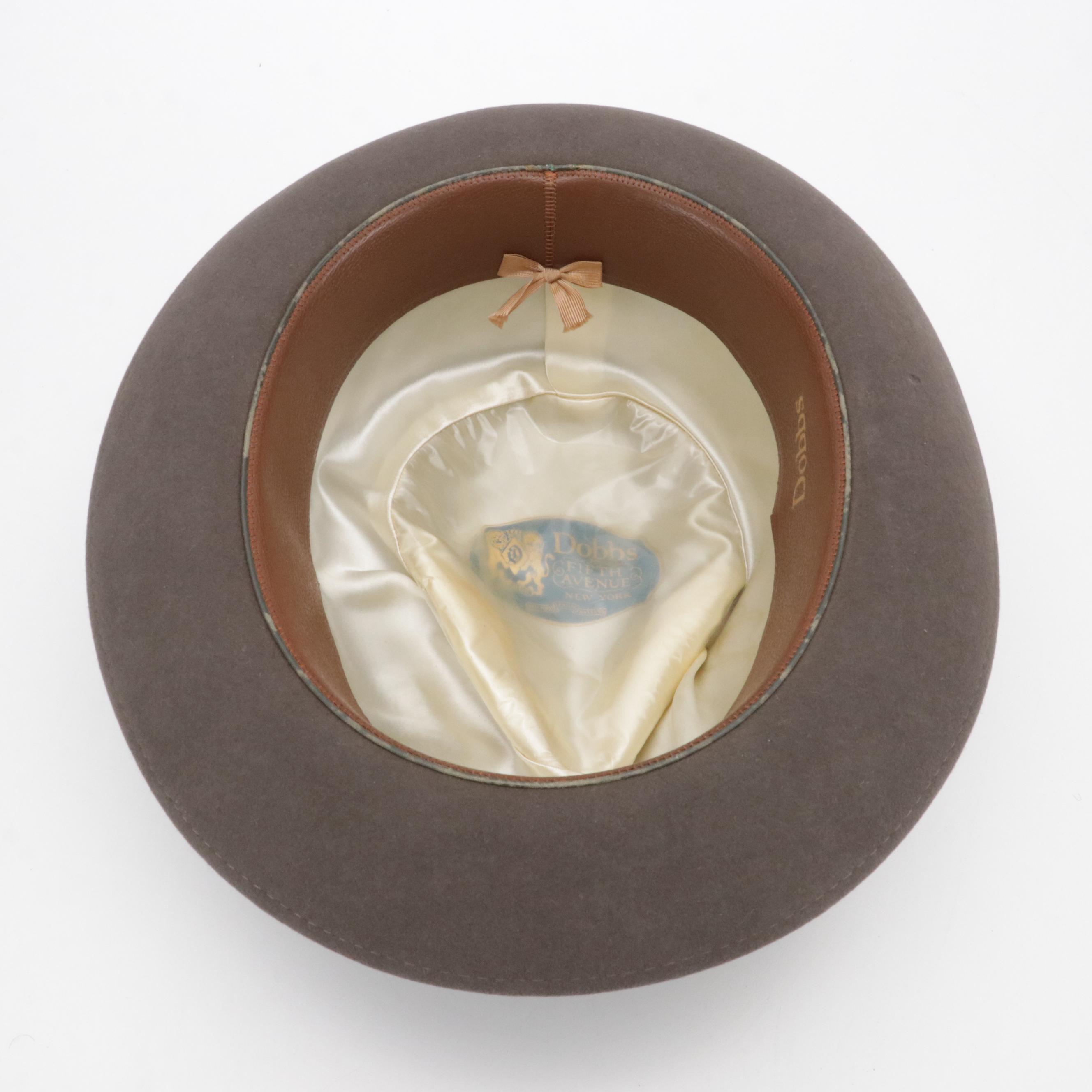 Dobbs Felted Wool Fedora Hat with Wide Grosgrain Band