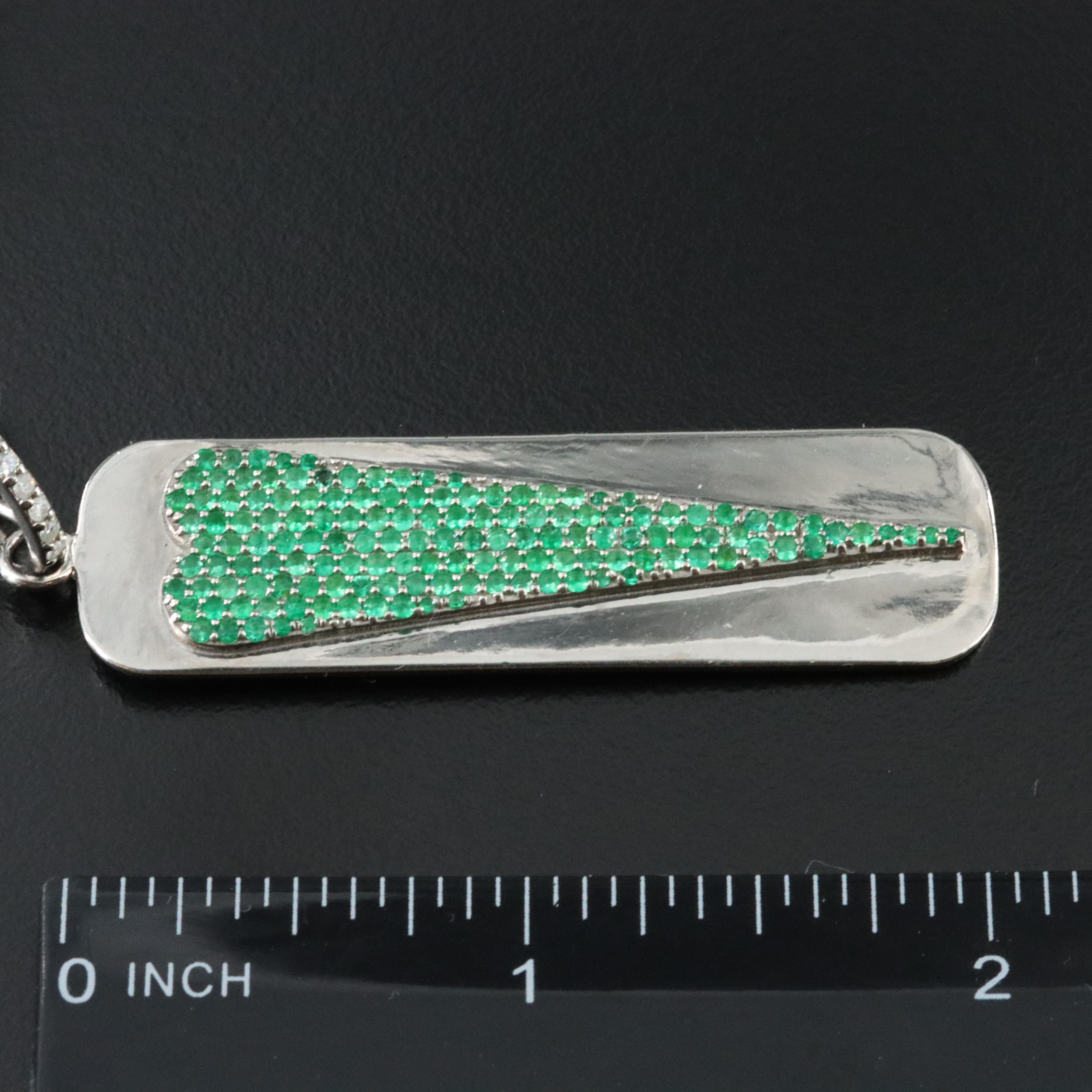 Sheryl Lowe Emerald Pavé Triangle Pendant and Curb Chain with Diamond Accents