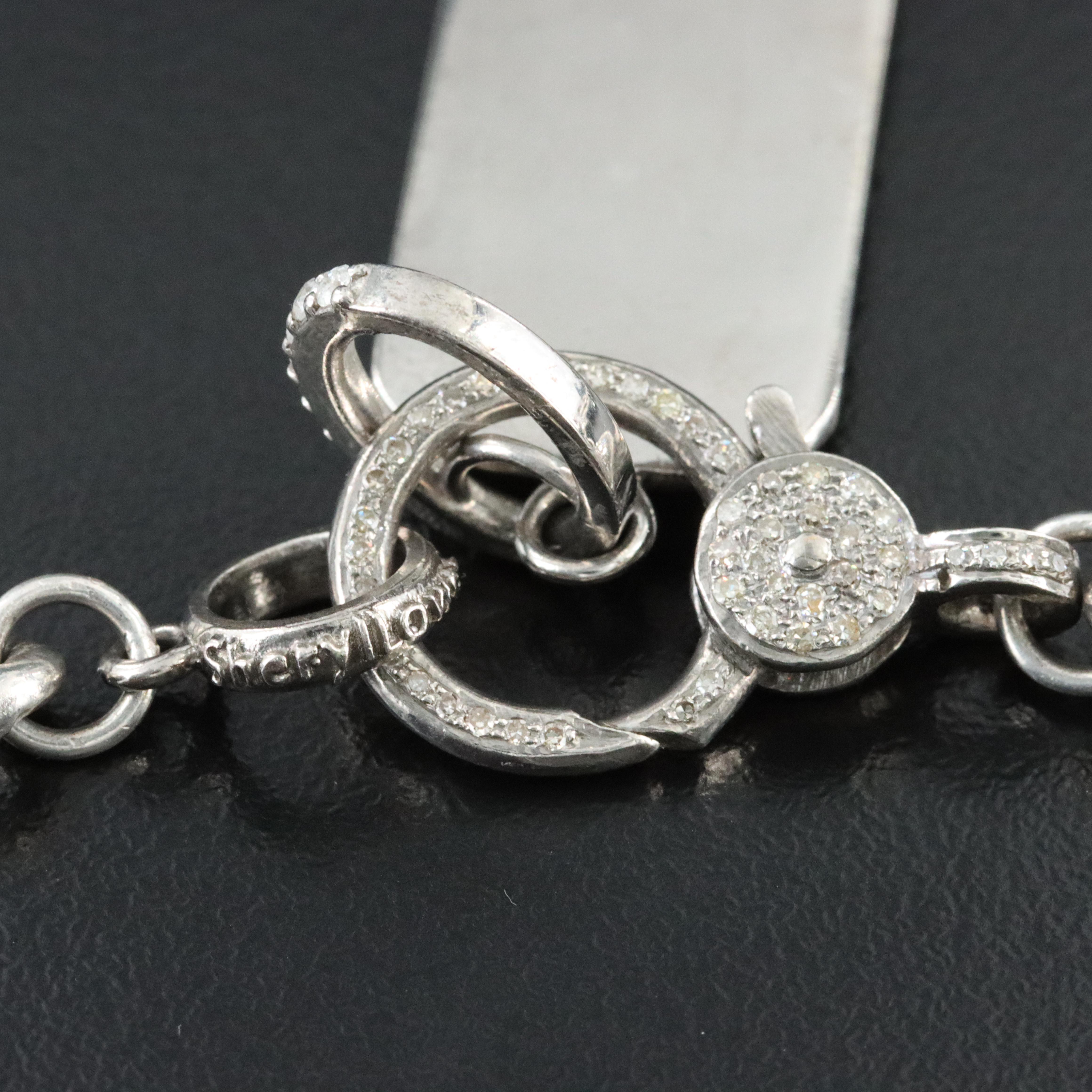 Sheryl Lowe Emerald Pavé Triangle Pendant and Curb Chain with Diamond Accents