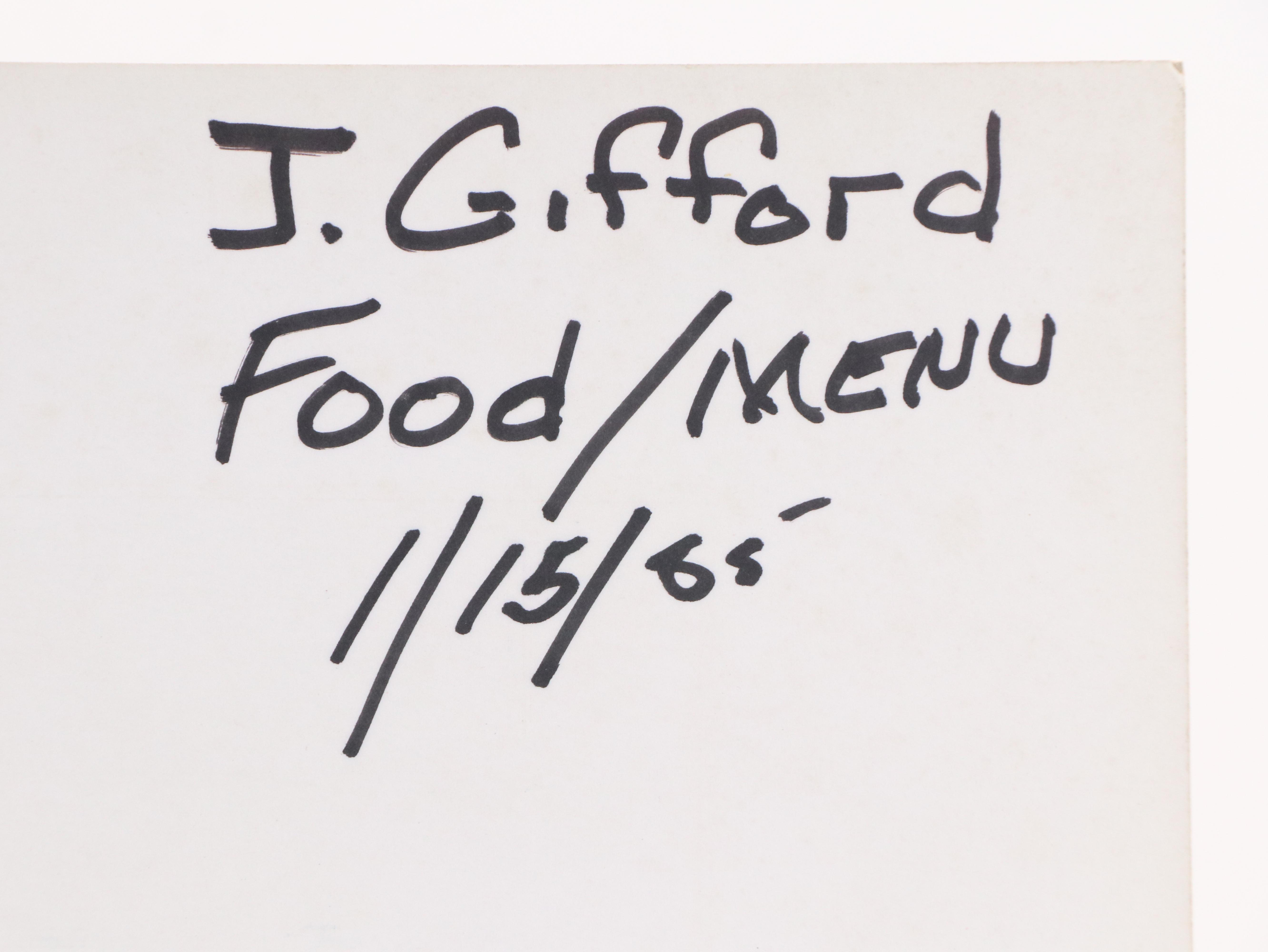 Jeff Gifford Still Life Chromogenic Photograph "Food/Menu," 1985