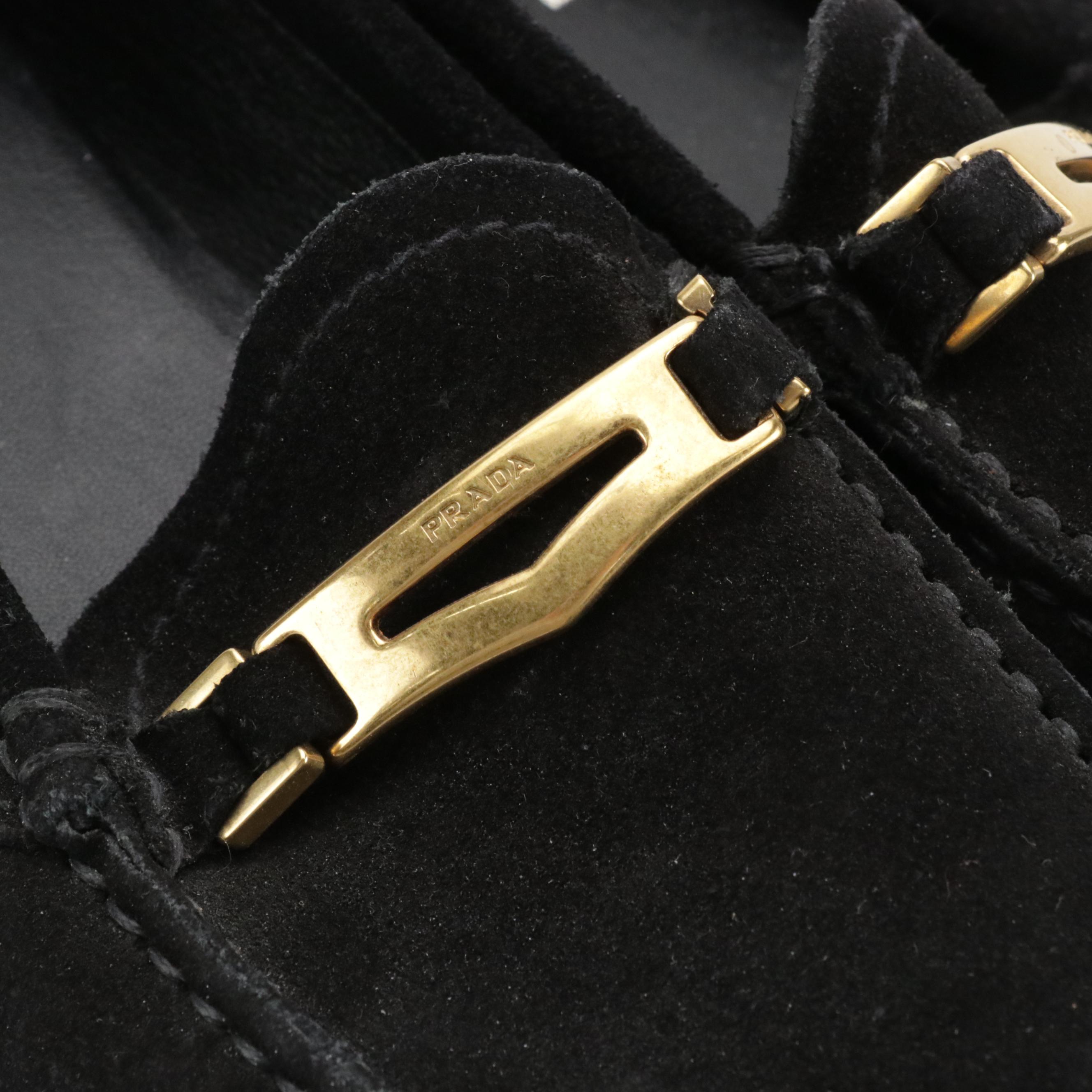 Prada Black Suede Loafers